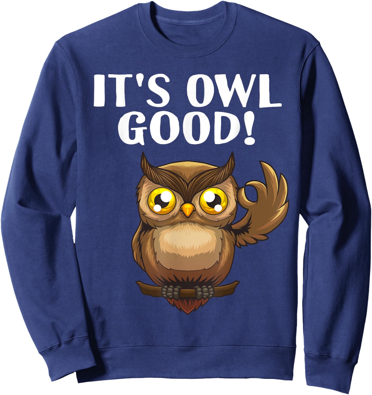 Cute Owl Design Women Nocturnal Bird Zoo Owl Lover Sweatshirt - Sweatshirt | Navy