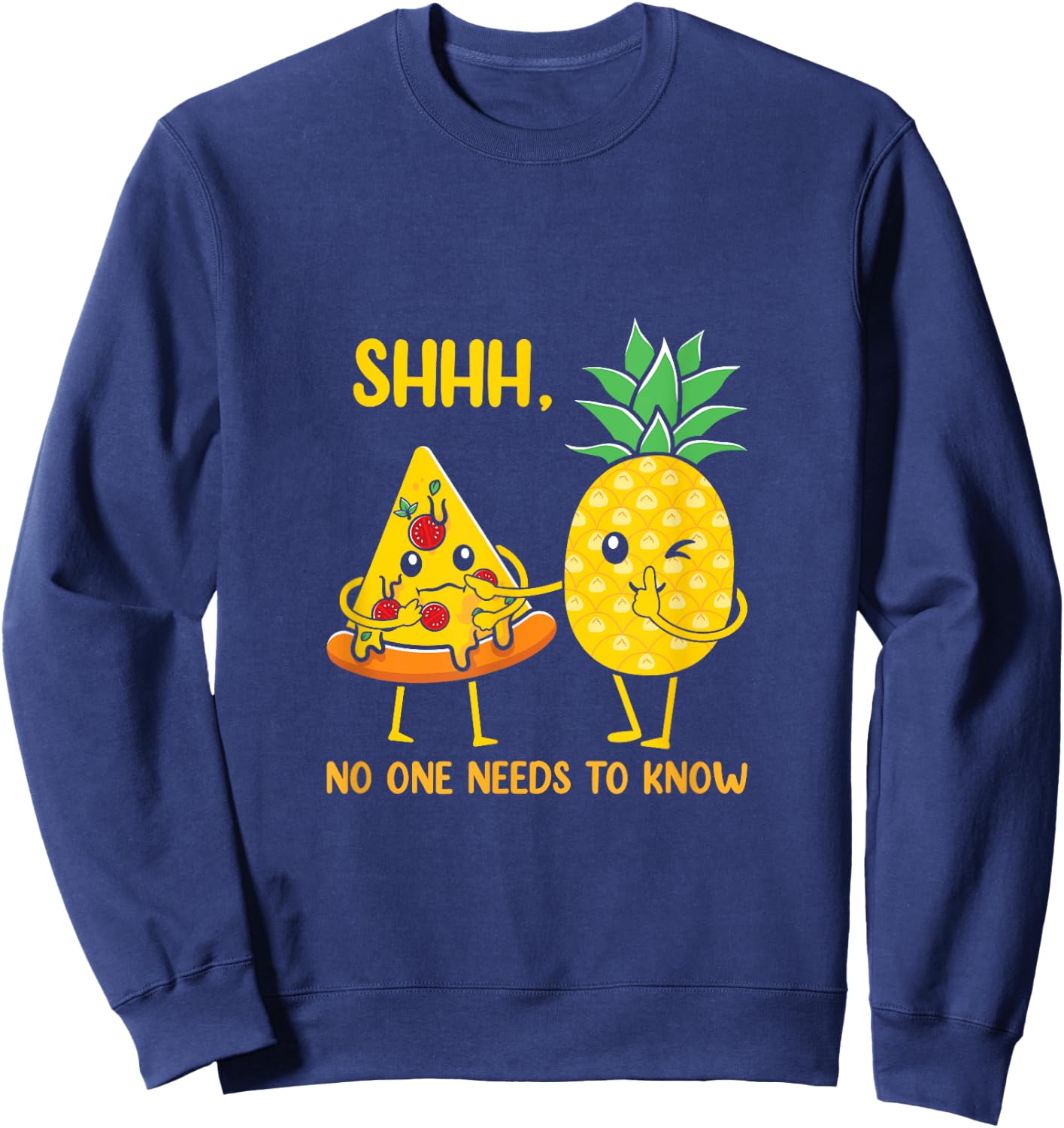 Funny Pineapple Pizza Illustration Sweatshirt - Sweatshirt | Navy