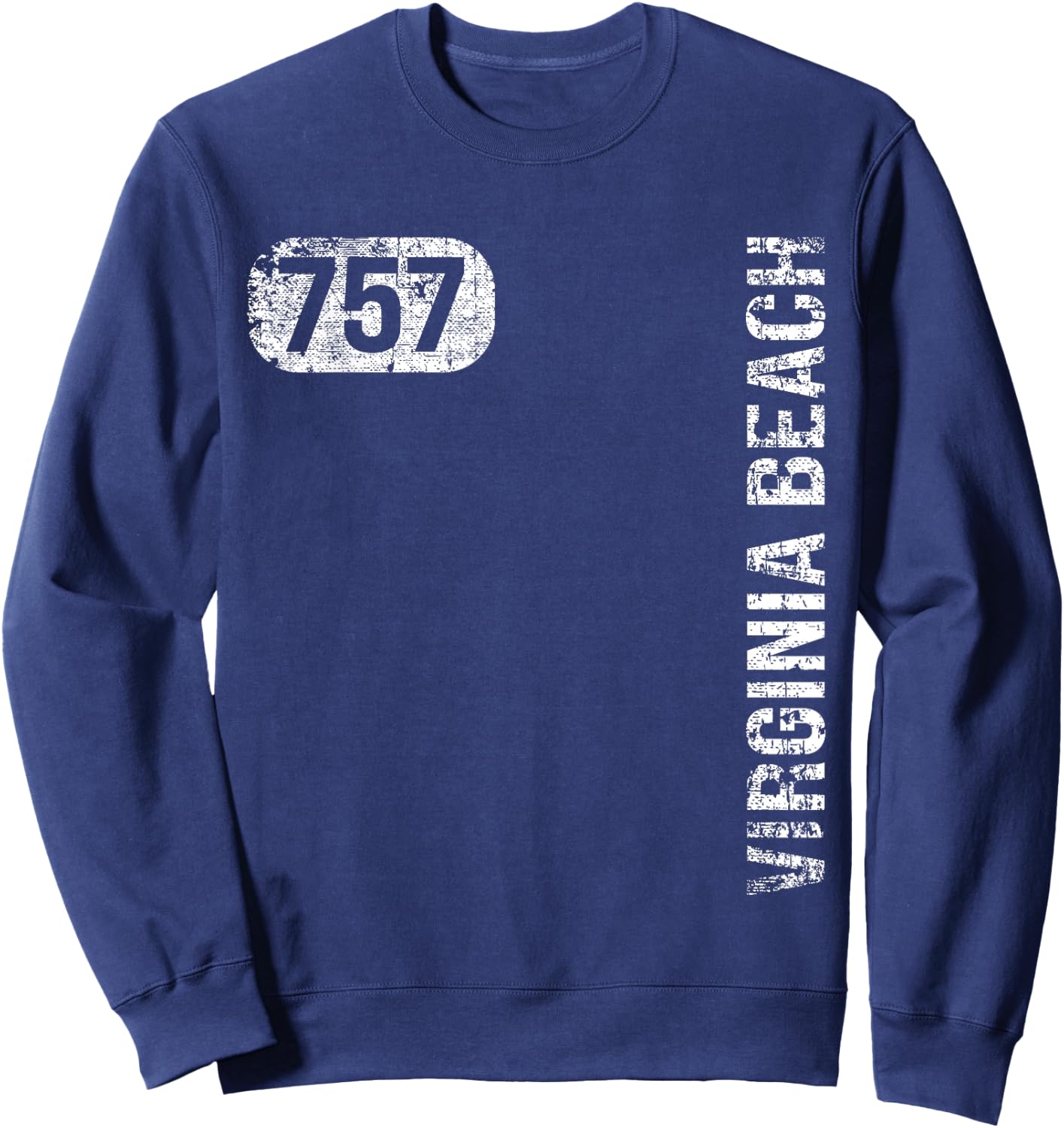 Virginia Beach Virginia 757 Area Code Vintage Retro Sweatshirt - Sweatshirt | Navy