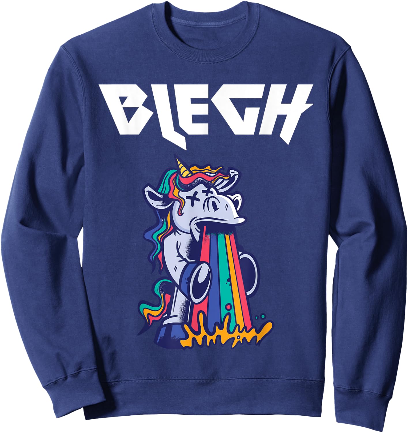 Blegh Heavy Metal Metalcore Unicorn Sweatshirt - Sweatshirt | Navy