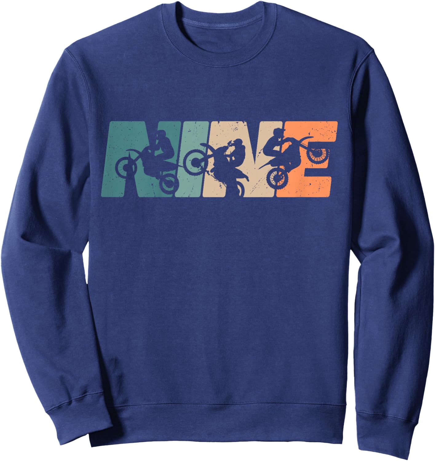 Kids 9th Birthday Retro Motocross Dirt Bike 9 Years Boys Girl Sweatshirt - Sweatshirt | Navy