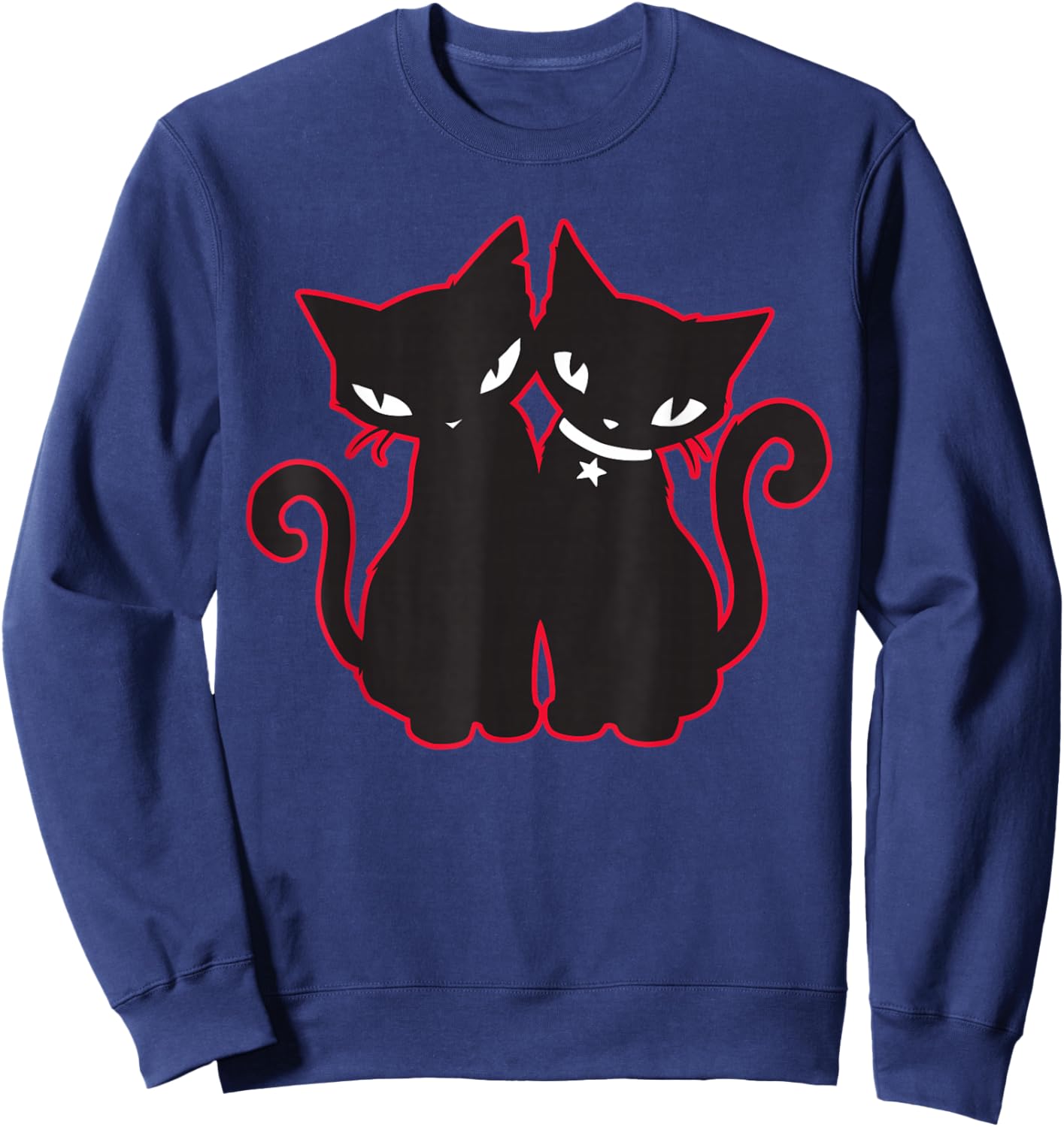 Emily The Strange Double Trouble - Women's X-Small Black Short Sleeve Classic Fit Cotton Blend Sweatshirt - Sweatshirt | Navy