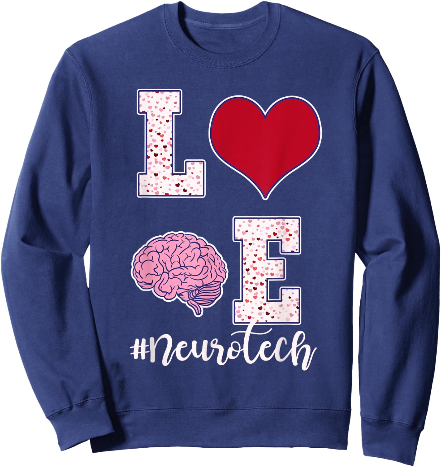 Neuro Tech Valentine's Day Neurology Nursing EEG Brain Waves Sweatshirt - Sweatshirt | Navy