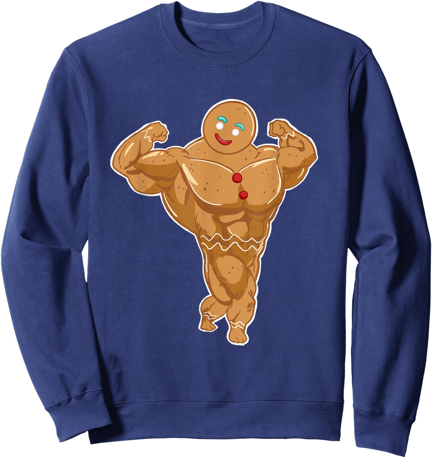 Miftees Christmas Superhero Gingerbread Man Sweatshirt - Sweatshirt | Navy