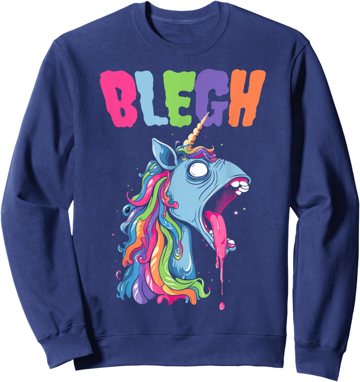 Live Laugh Blegh Bleghssed Heavy Metal Metalcore Unicorn Sweatshirt - Sweatshirt | Navy