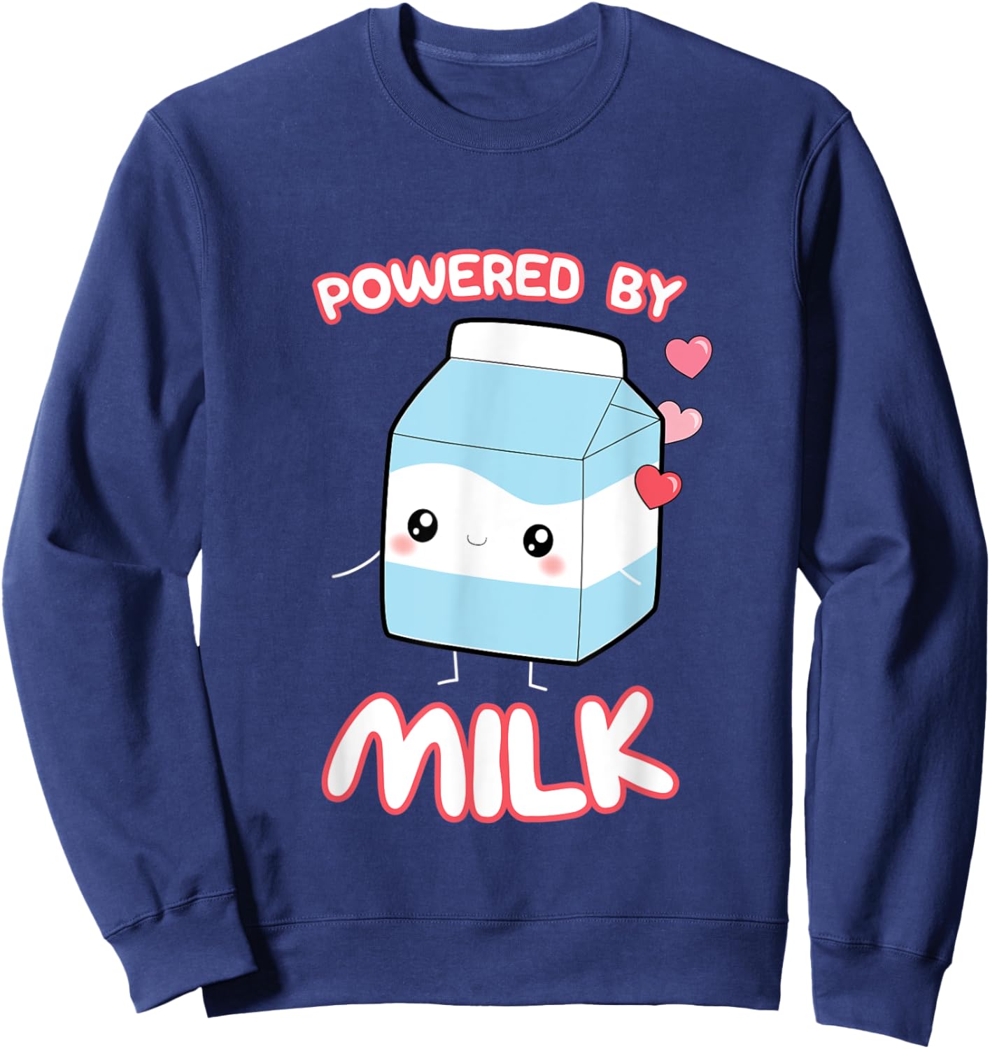 Powered By Milk, Kawaii Milk Otaku Top Sweatshirt - Sweatshirt | Navy