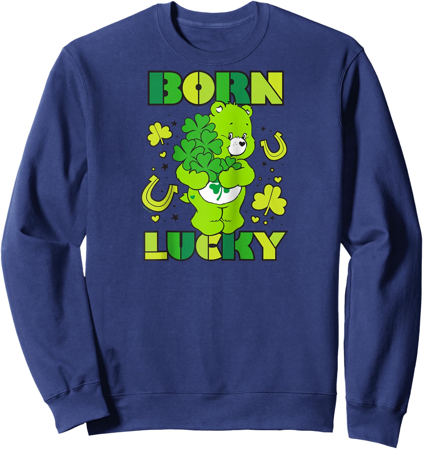 Care Bears Born Lucky Good Luck Bear Raglan Baseball Sweatshirt - Sweatshirt | Navy