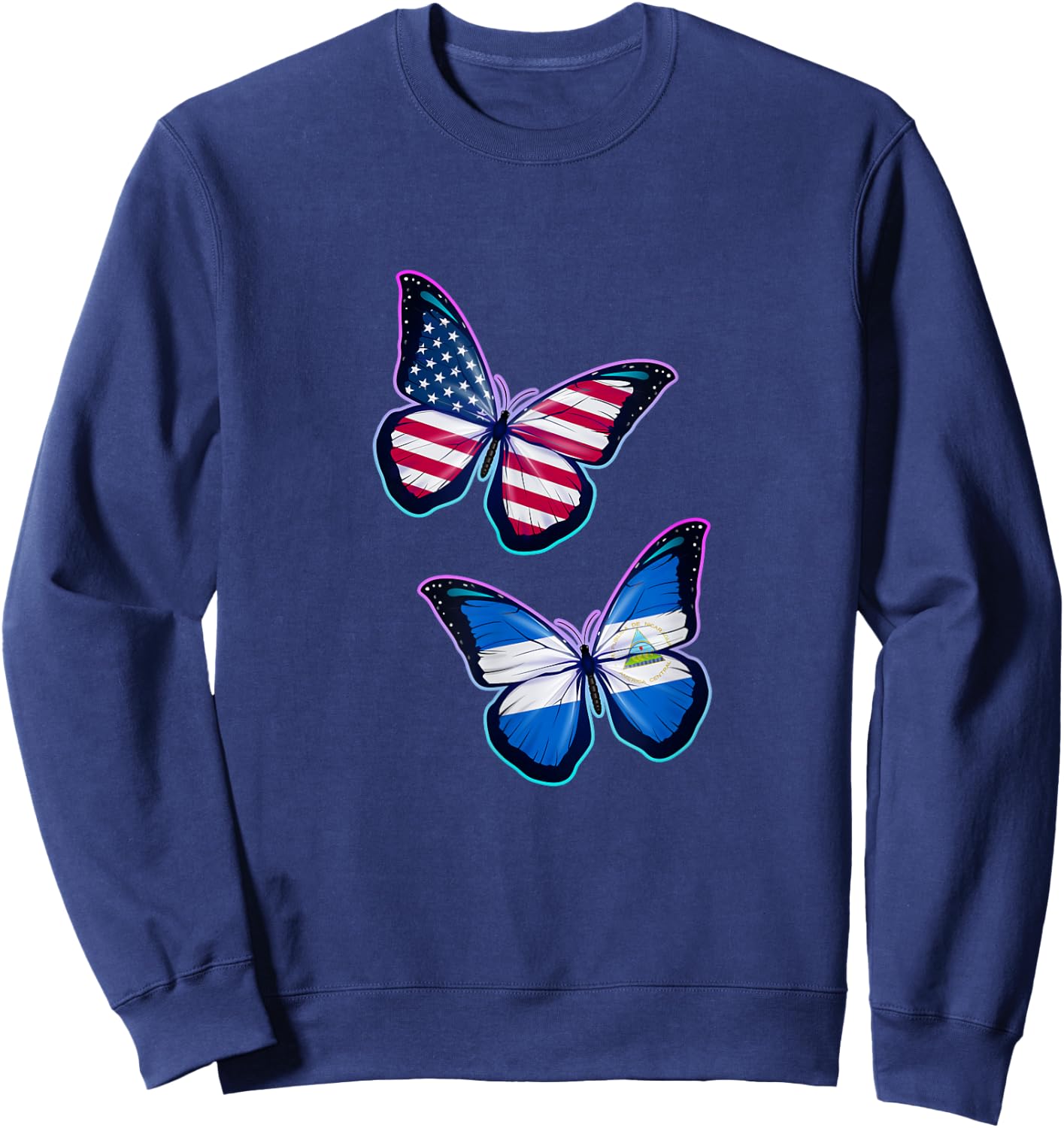 Nicaragua and the USA bicultural roots. Butterfly version Sweatshirt - Sweatshirt | Navy