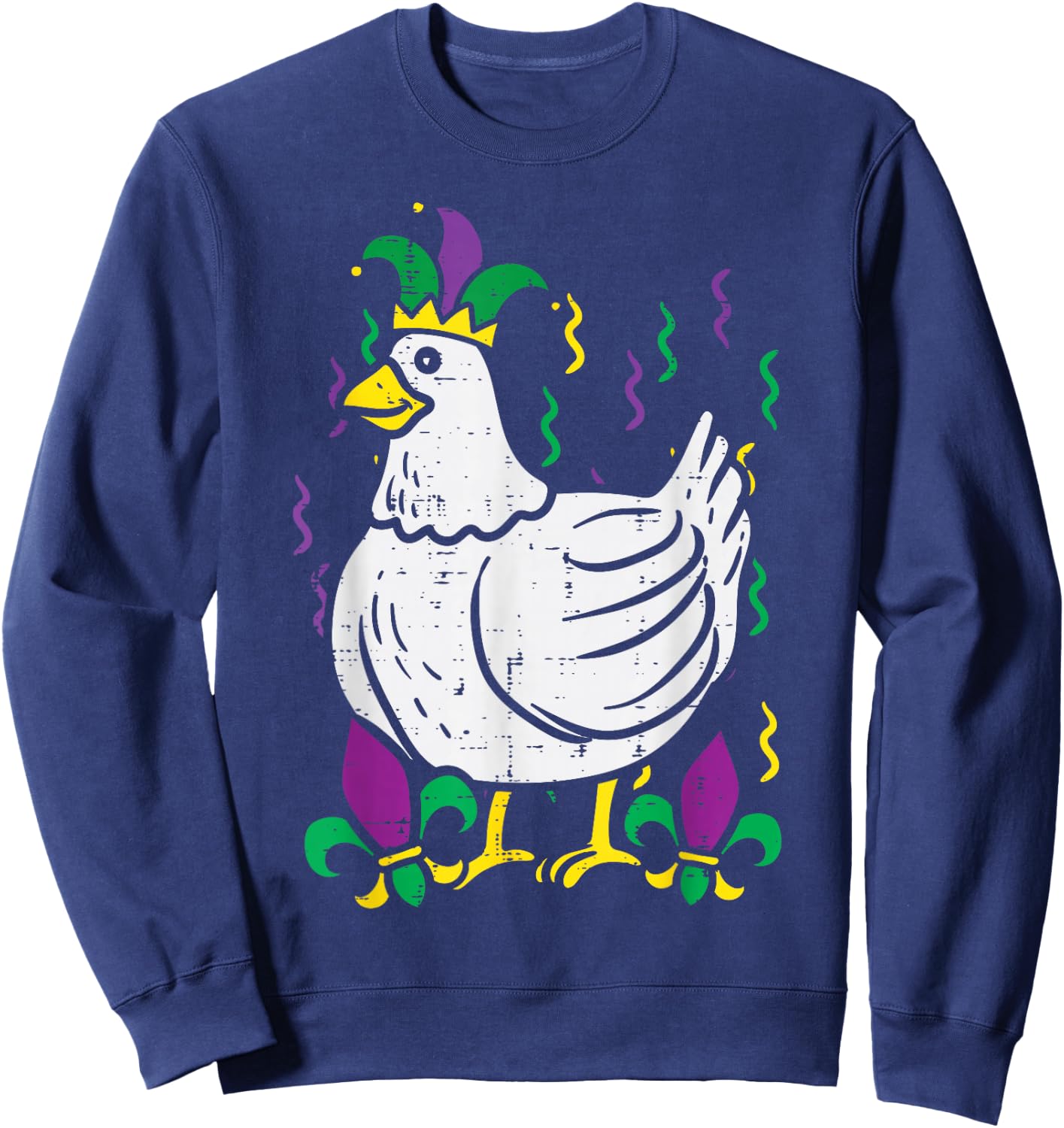 Mardi Gras Chicken Funny Outfit Farming Men Women Kids Sweatshirt - Sweatshirt | Navy