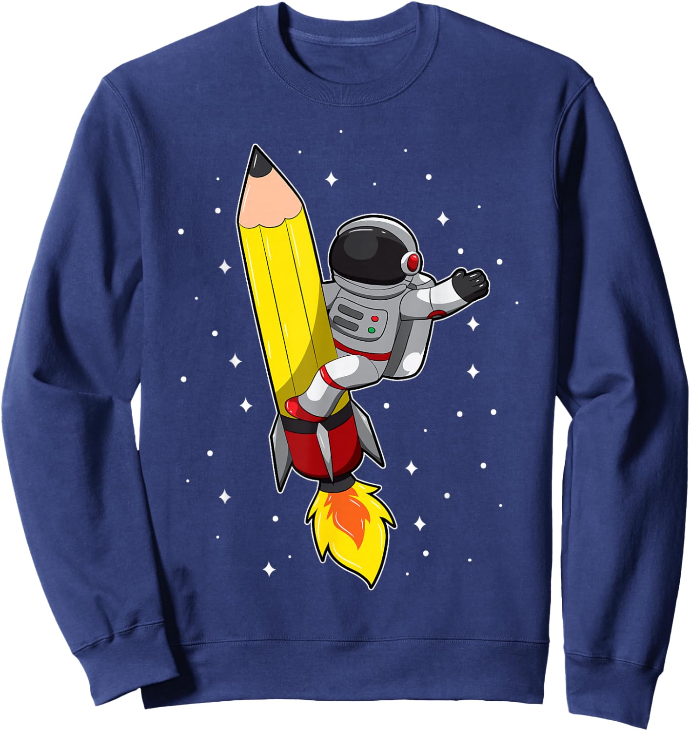 Back To School Astronaut Pencil Rocket Space Funny Kids Sweatshirt - Sweatshirt | Navy