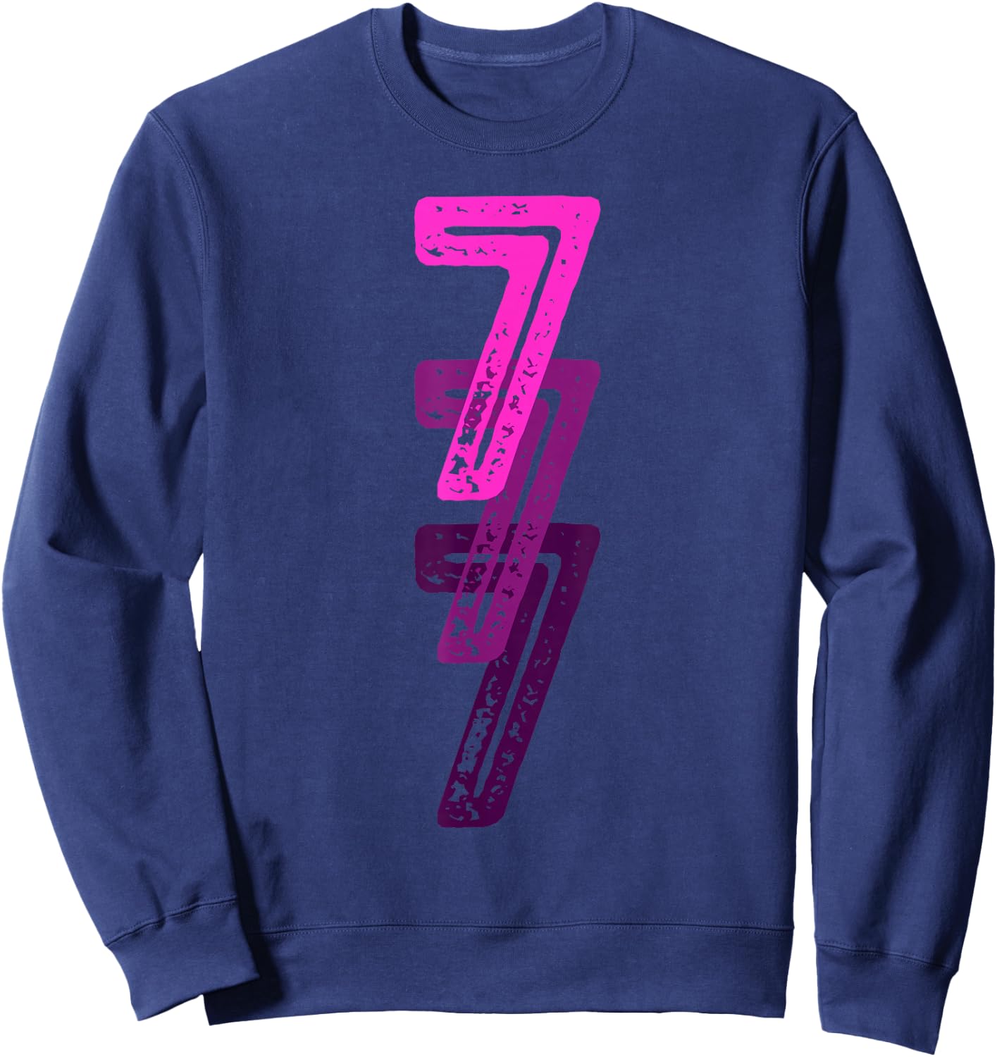 Number 7 Pink Best Classic College Style Birthday Funny Sweatshirt - Sweatshirt | Navy