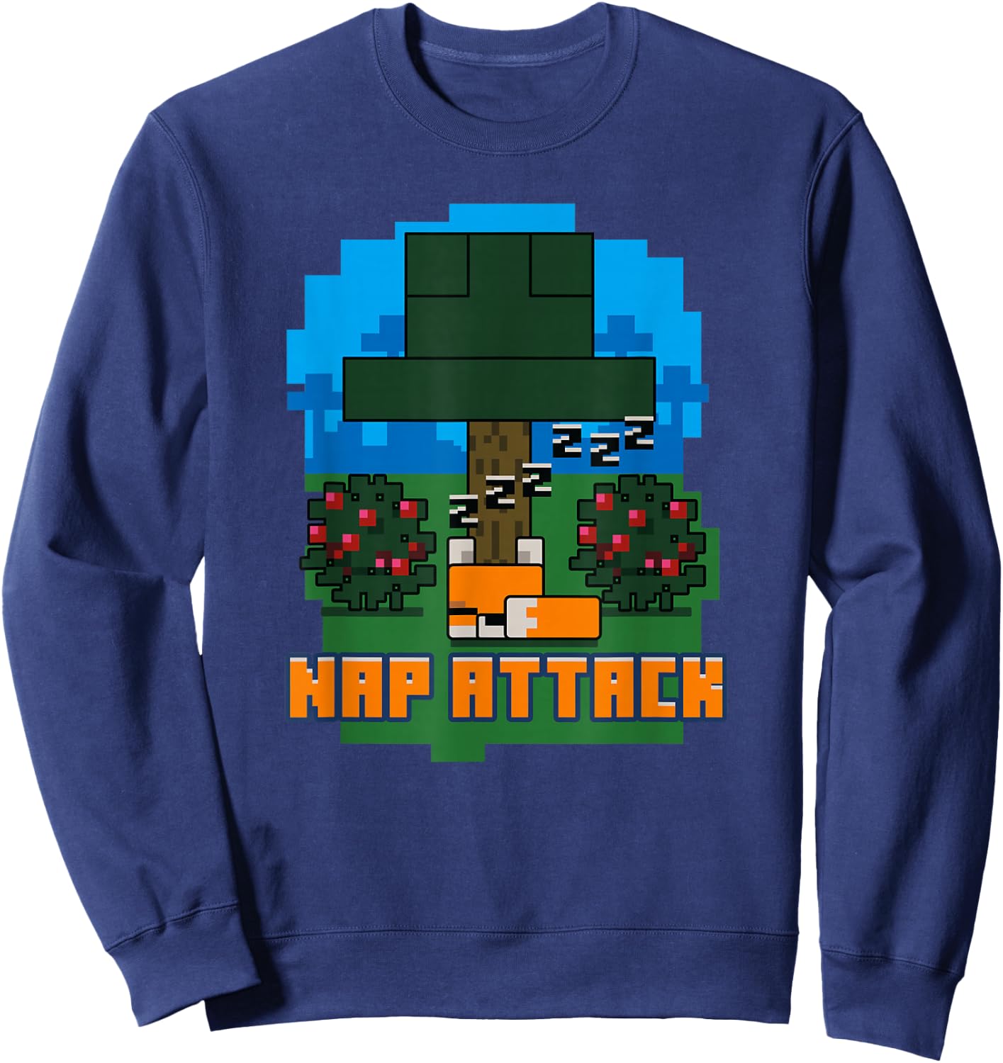 Minecraft Fox Sleeping Nap Attack Poster Sweatshirt - Sweatshirt | Navy