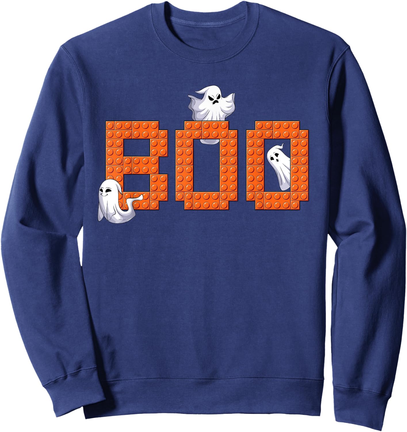 Halloween Master Builder Boo ghost Building Blocks Bricks Sweatshirt - Sweatshirt | Navy