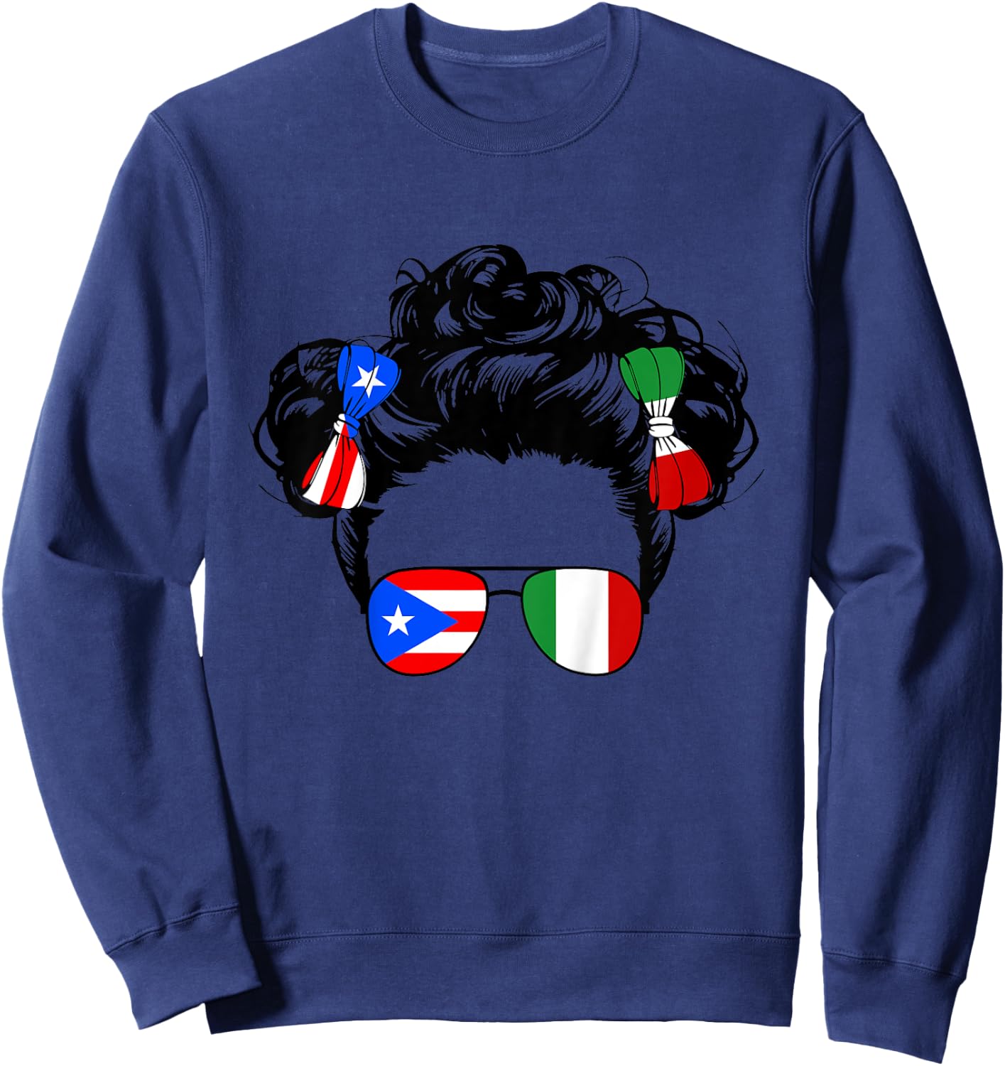 Half Italian And Puerto Rican Rico Italy Flag Girl Baby Kids Sweatshirt - Sweatshirt | Navy