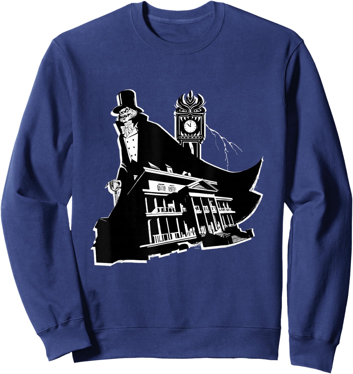Disney Haunted Mansion Movie Hatbox Ghost Grandfather Clock Sweatshirt - Sweatshirt | Navy