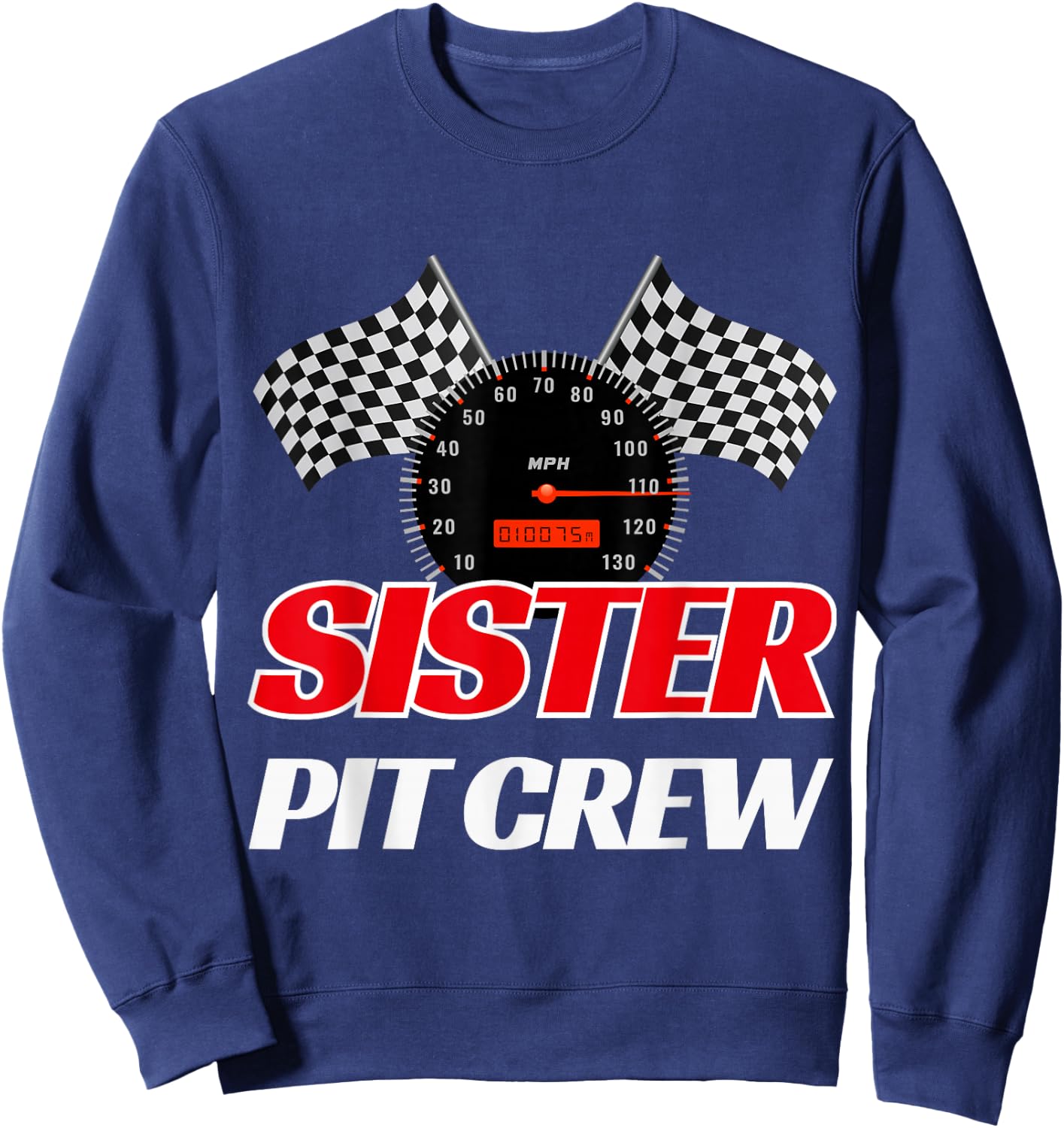 Sister Pit Crew Race Car Birthday Party Racing Sweatshirt - Sweatshirt | Navy