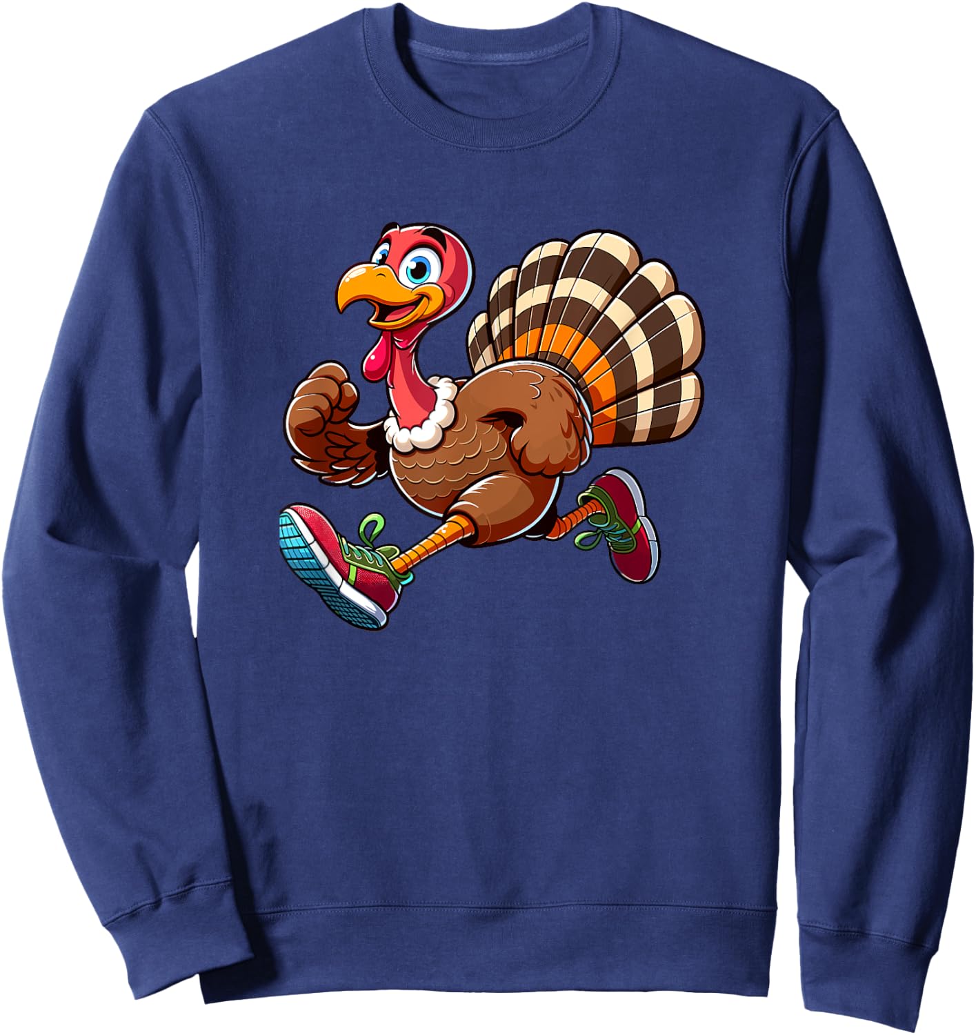 Running Turkey- Turkey Trot Running Thanksgiving Sweatshirt - Sweatshirt | Navy