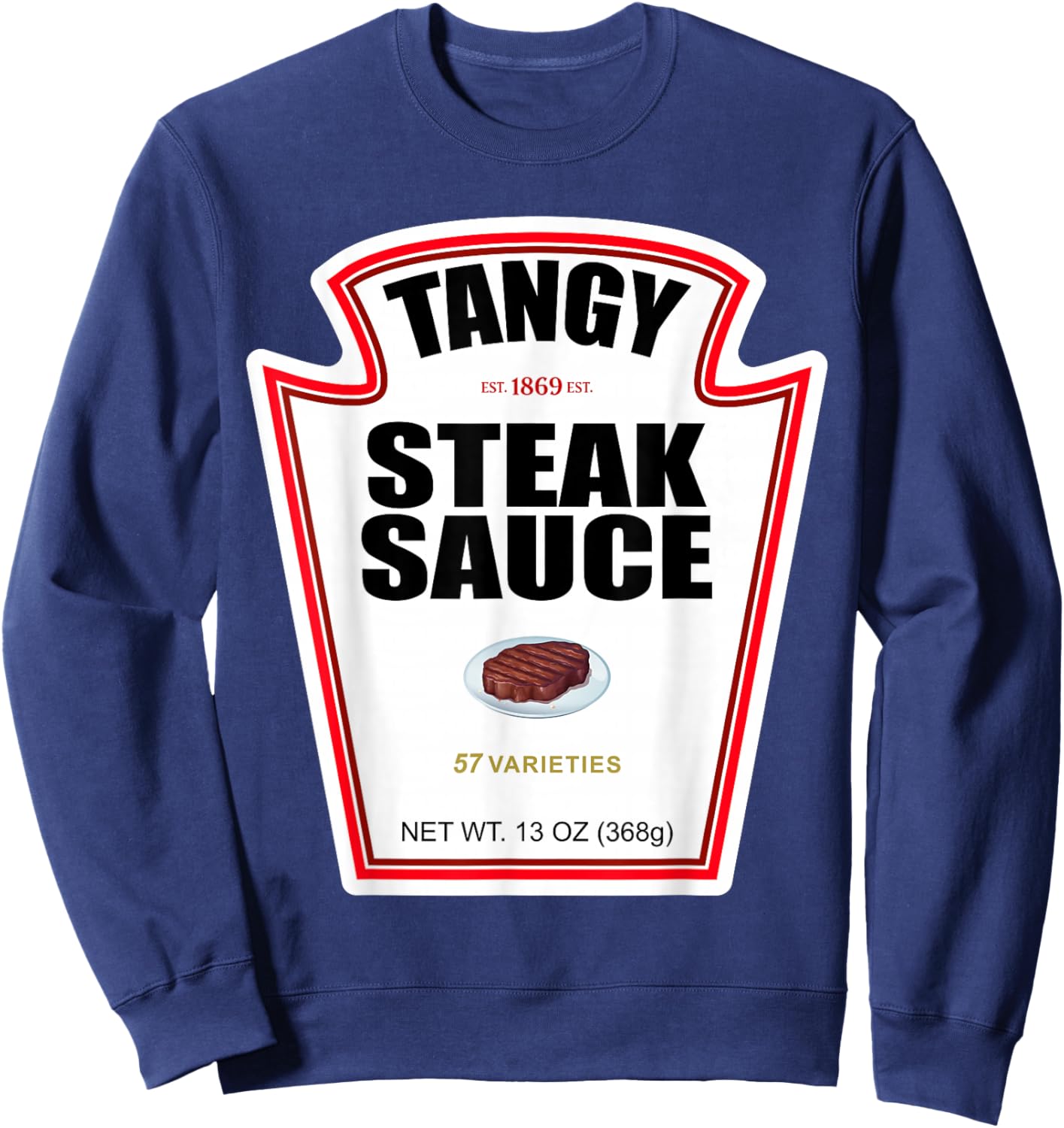 Steak Sauce Bottle Label Funny Halloween Costume Outfit Sweatshirt - Sweatshirt | Navy