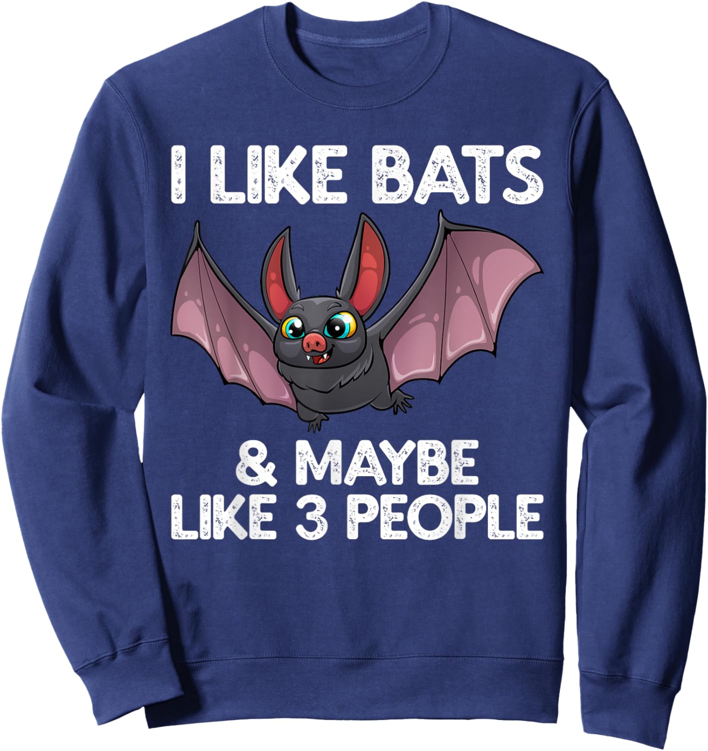 Cute Bat Art Women Nocturnal Bird Creature Bat Lover Sweatshirt - Sweatshirt | Navy
