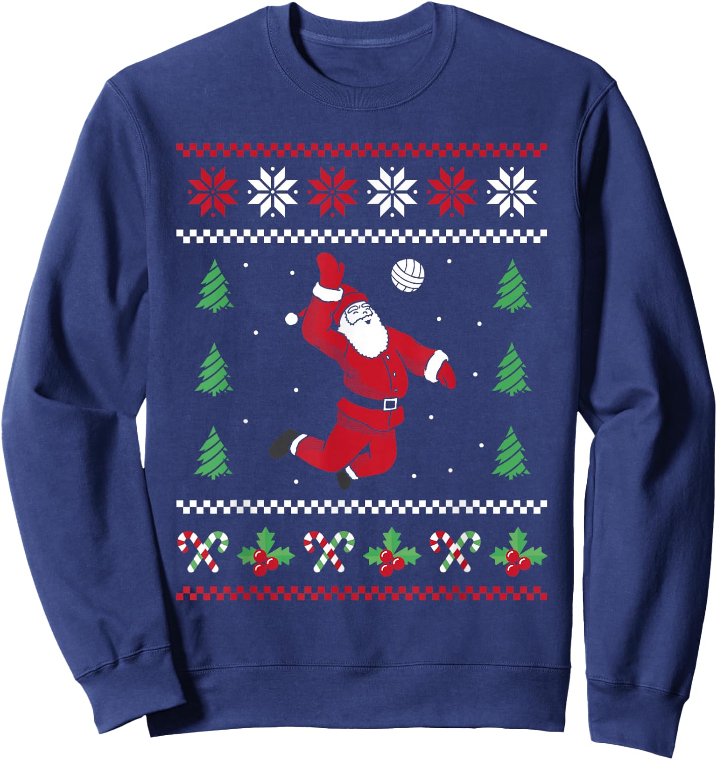 Volleyball Xmas Ugly Christmas Santa Christmas Volleyball Sweatshirt - Sweatshirt | Navy