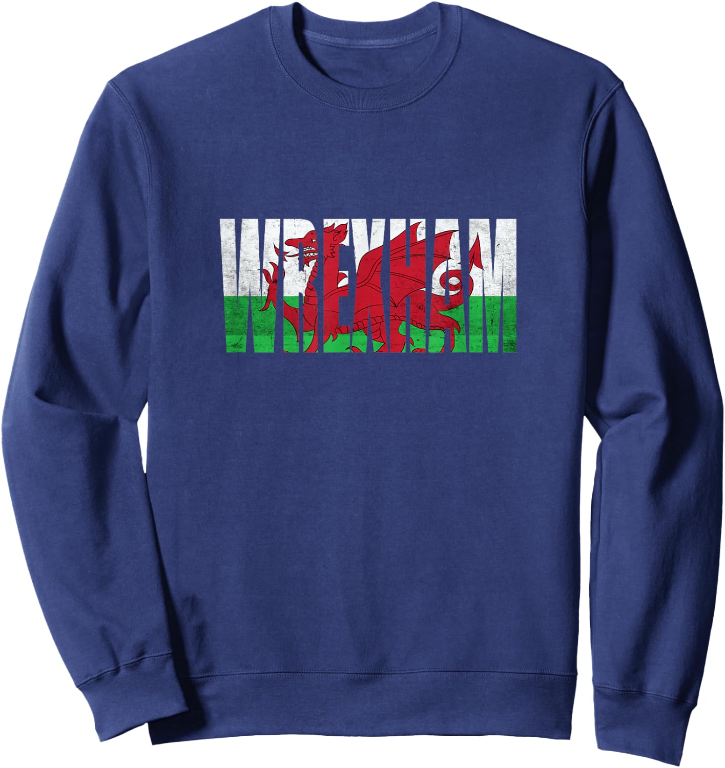 Wrexham Wales Flag Welsh Dragon Gifts Apparel Merch Souvenir Sweatshirt - Sweatshirt | Navy