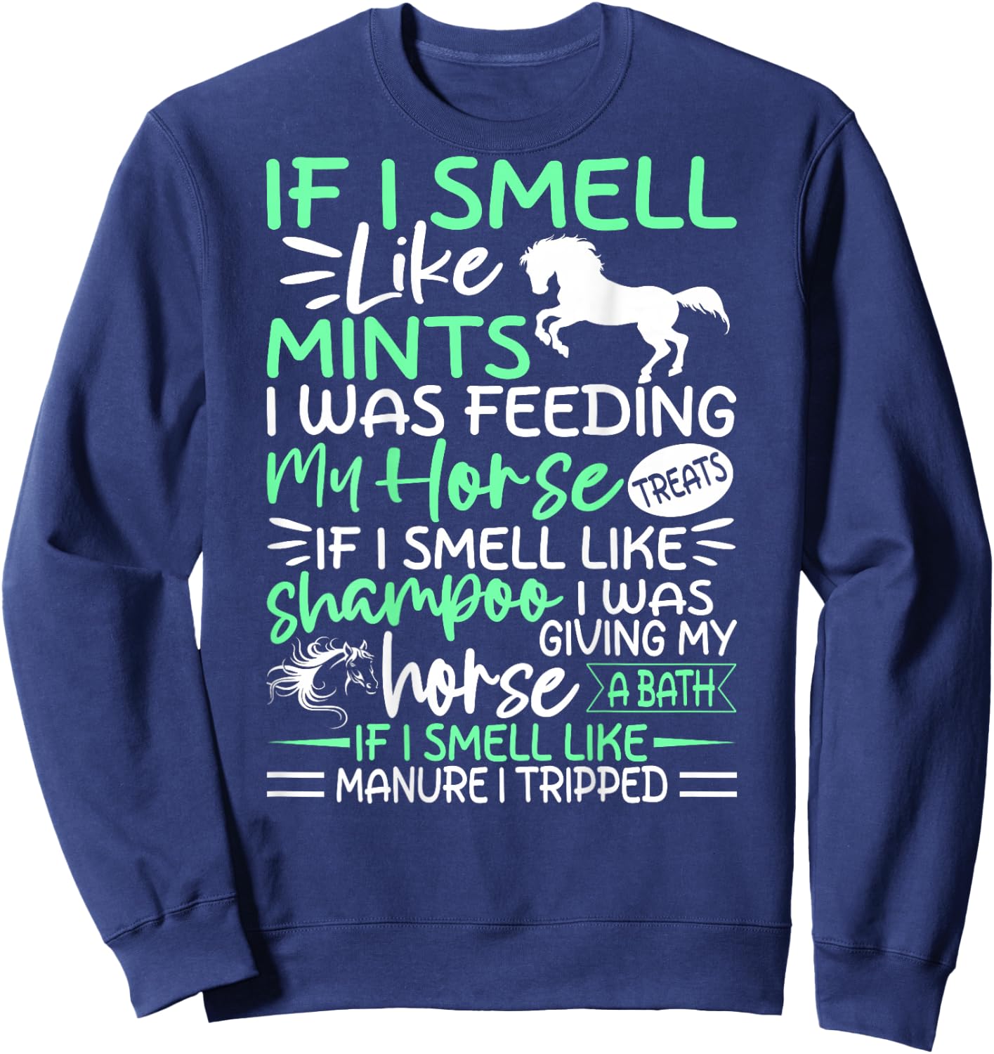 Funny Crazy Horse shirt Women Girl, Horse lover Ladies Gifts Sweatshirt - Sweatshirt | Navy