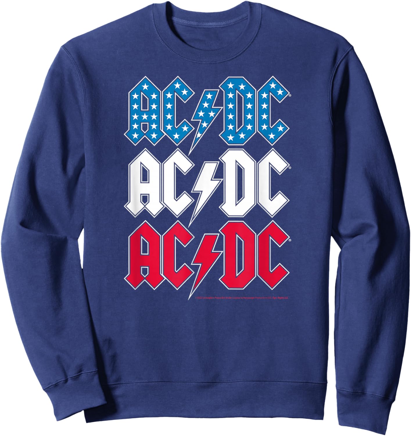 ACDC - Red White Blue Americana Stacked Logo Sweatshirt - Sweatshirt | Navy