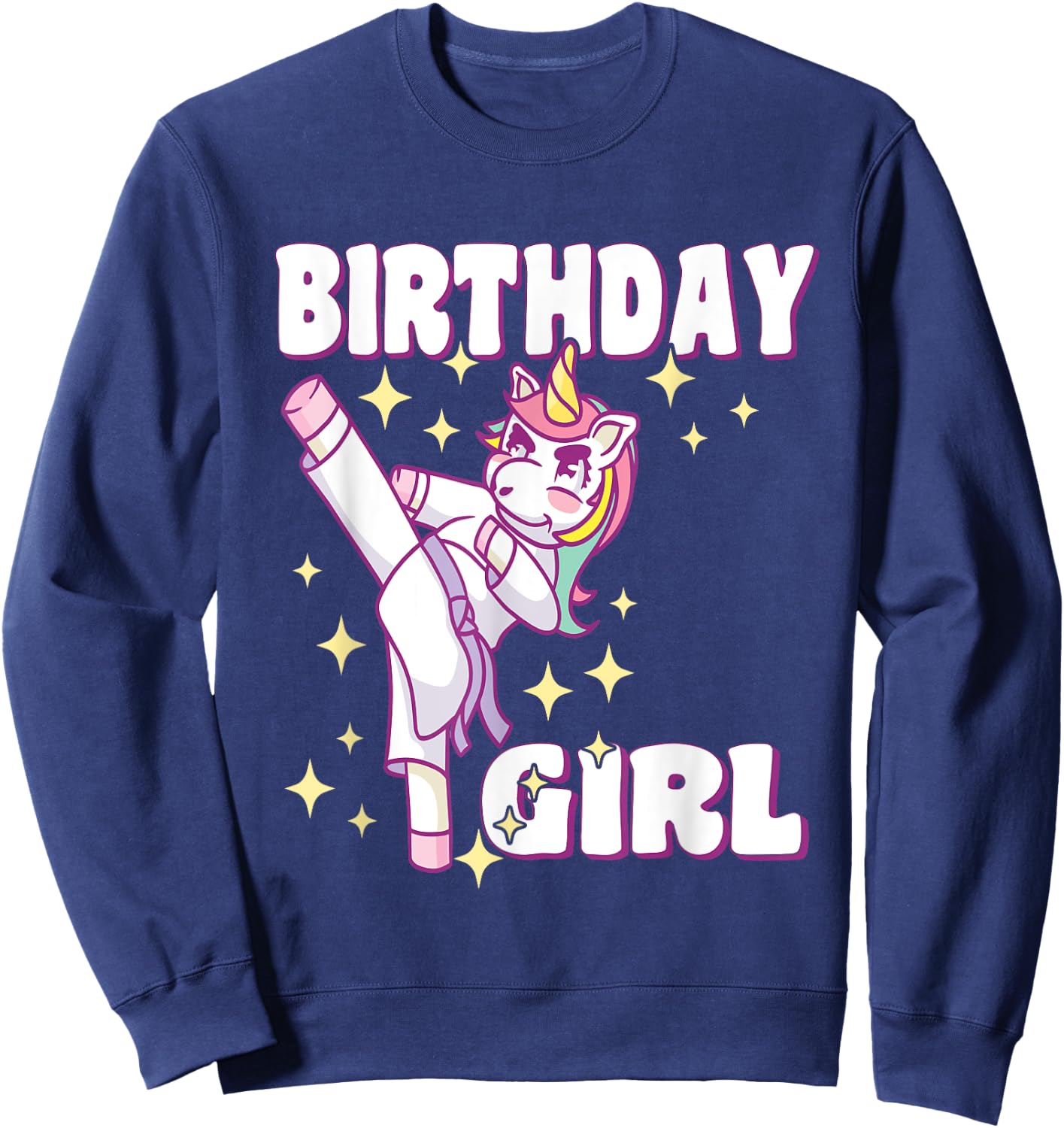 Birthday Karate Unicorn Girl Sweatshirt - Sweatshirt | Navy