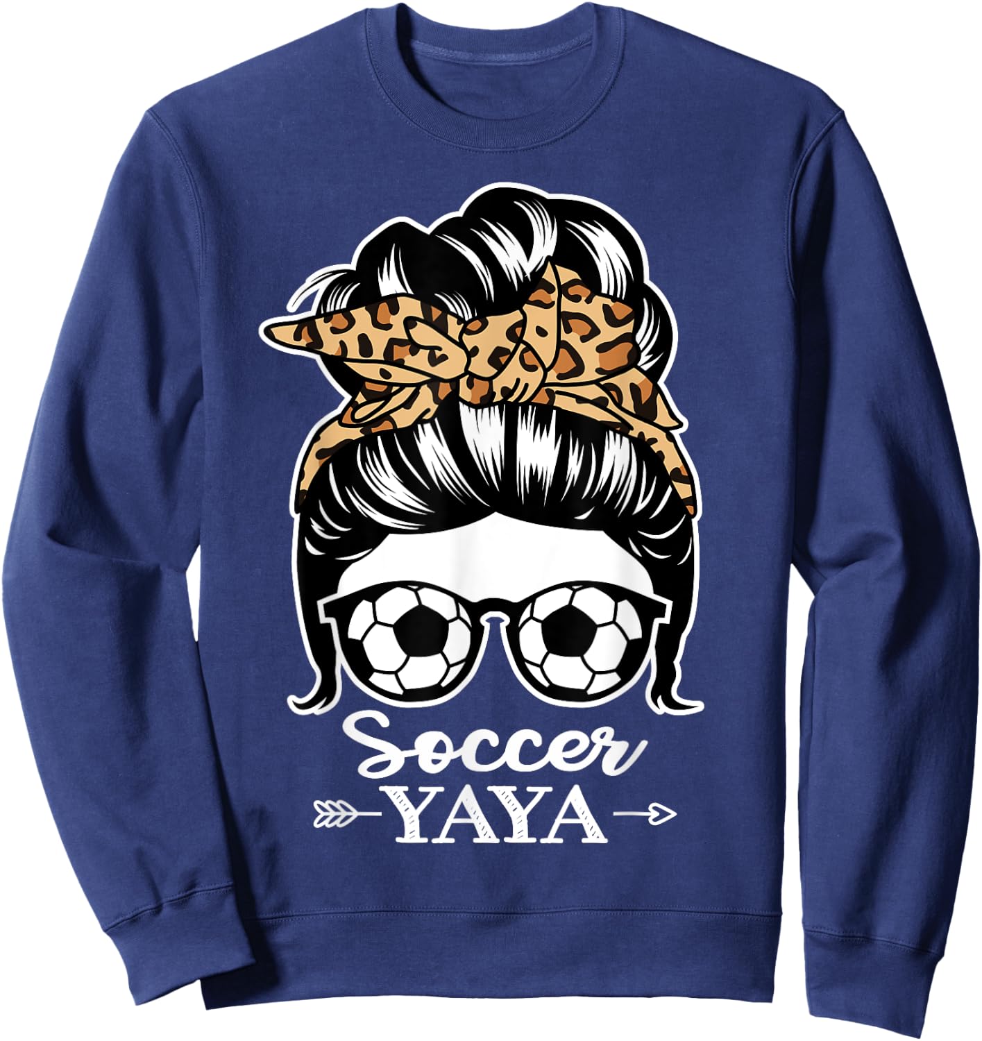 Soccer Yaya Messy Bun Hair Funny Soccer Player Yaya Sweatshirt - Sweatshirt | Navy