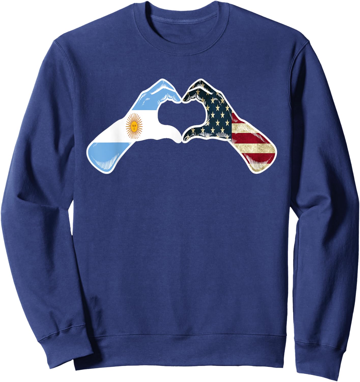 Argentine American USA Flag - USA Argentinian Heart Sweatshirt - Sweatshirt | Navy
