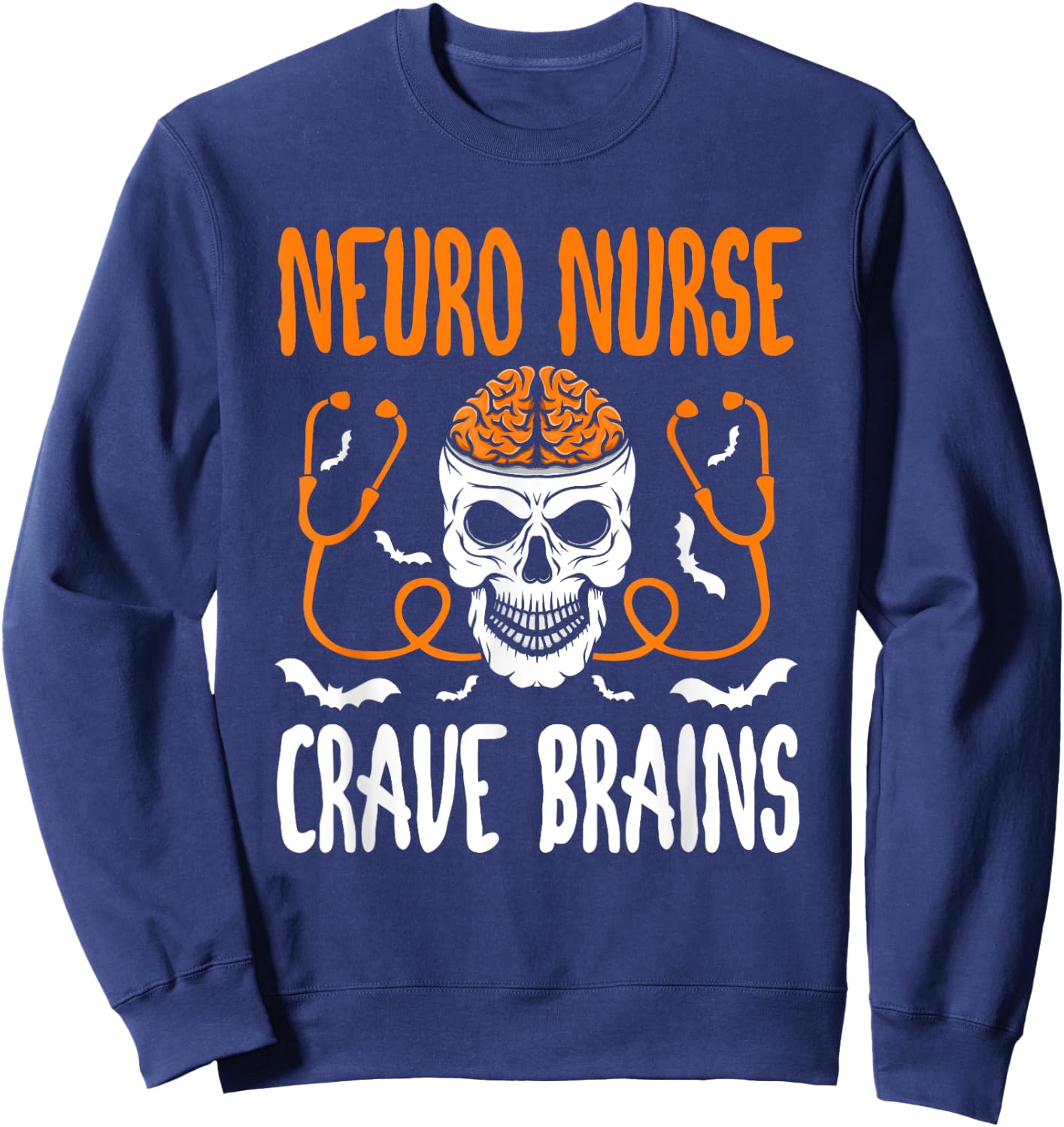 Neurosurgery Neurology Trauma ICU Halloween Neuro Nurse Sweatshirt - Sweatshirt | Navy