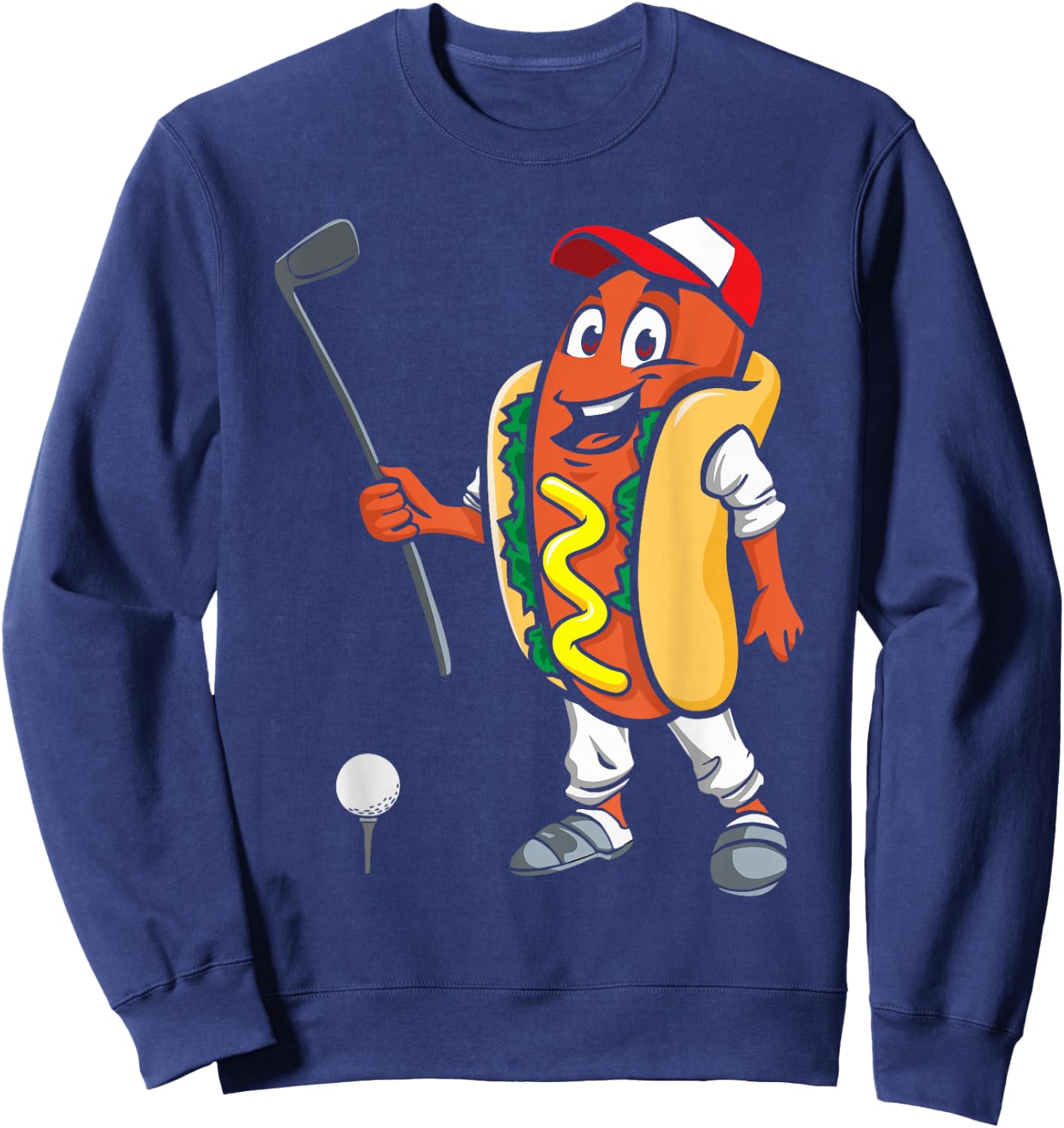 Funny Hot Dog Playing Golf Women Girls Kids Sweatshirt - Sweatshirt | Navy