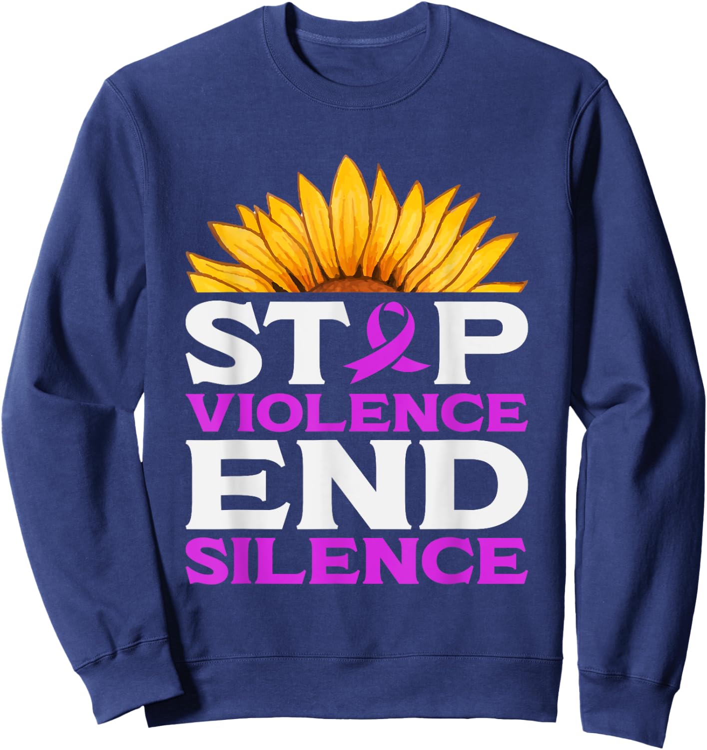 Stop Violence End Silence | Domestic Violence Awareness Sweatshirt - Sweatshirt | Navy