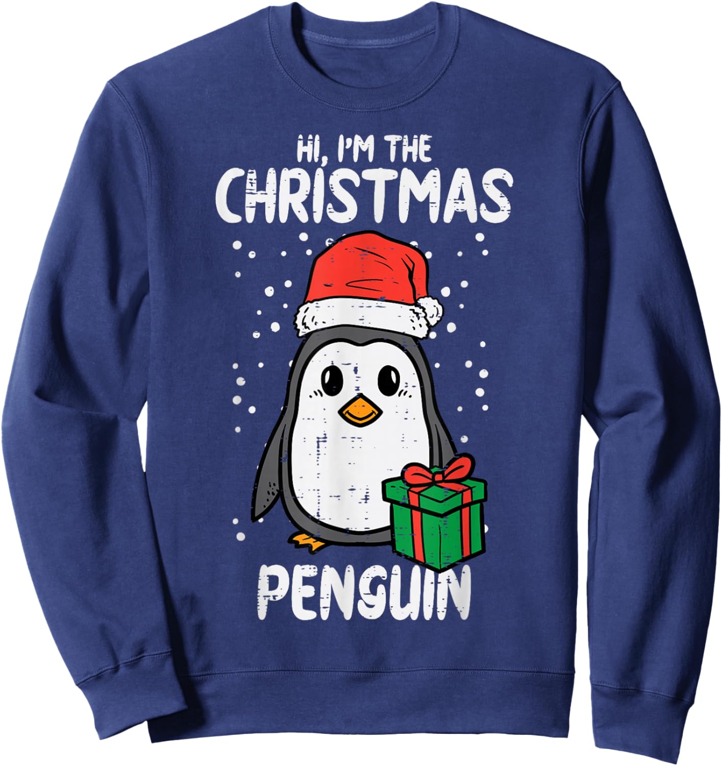 Christmas Penguin Santa Cute Xmas Men Women Boys Girls Kids Sweatshirt - Sweatshirt | Navy