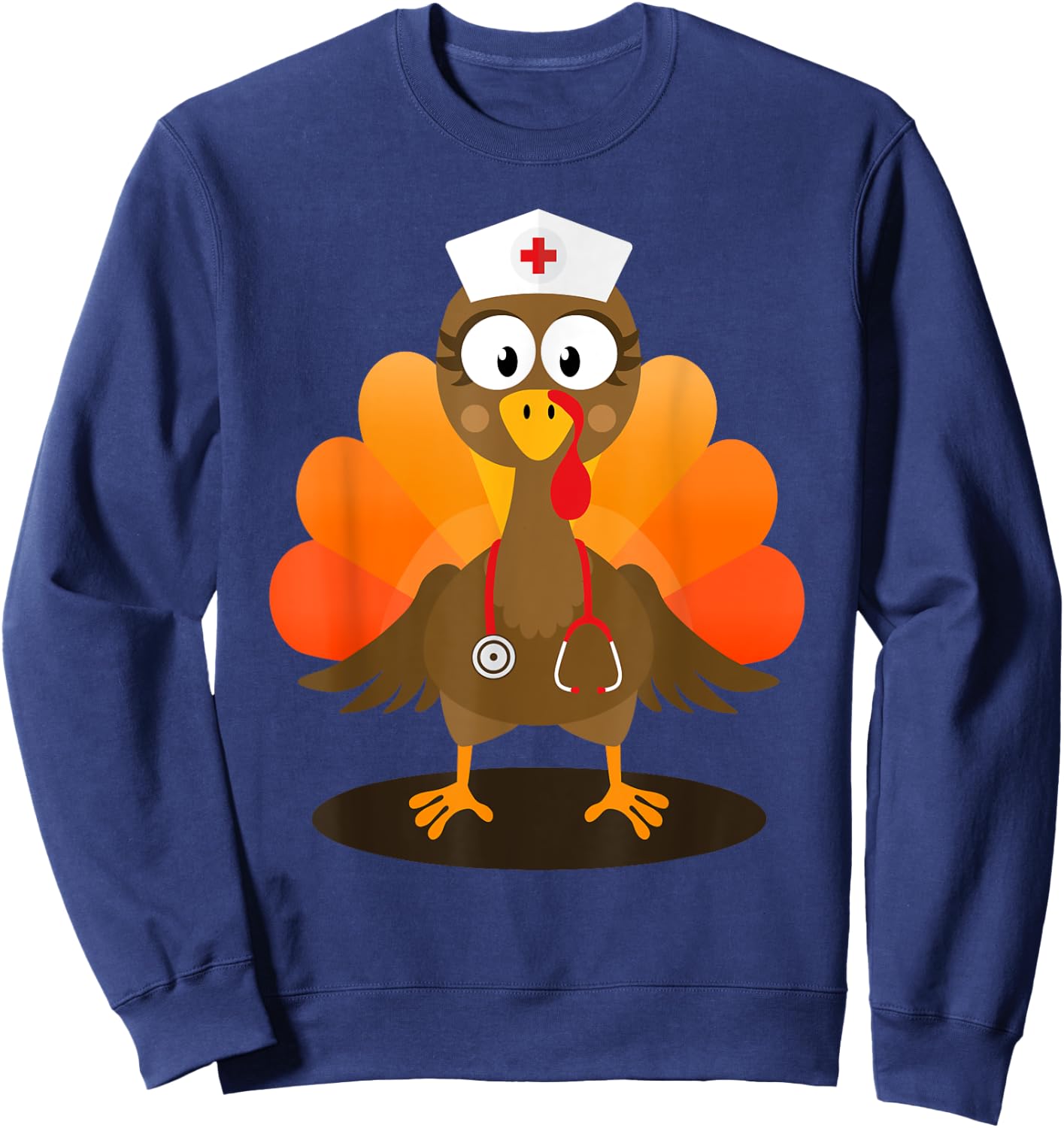 Funny nurse turkey for thanksgiving hospital nursing Sweatshirt - Sweatshirt | Navy