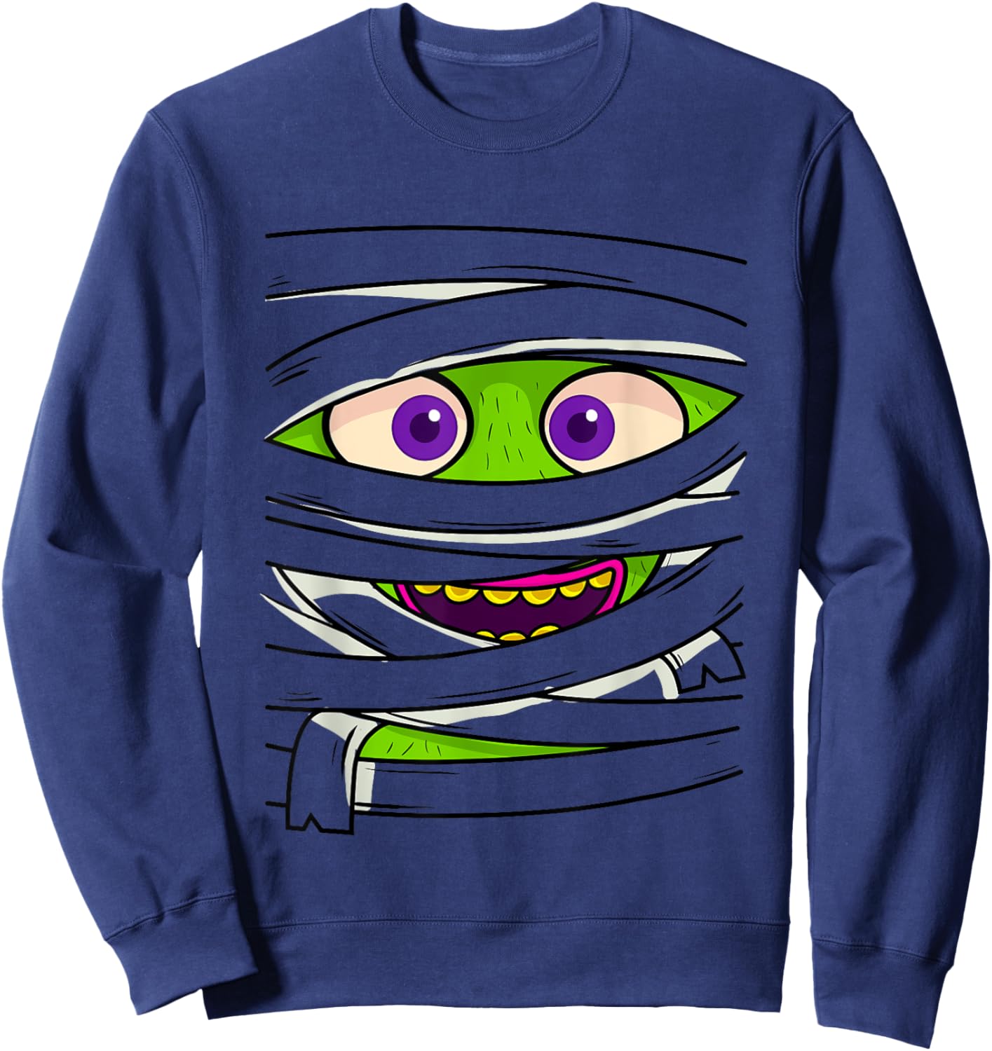 Mummy Wrap Eyes Costume Funny Scary Halloween Men Women Kids Sweatshirt - Sweatshirt | Navy