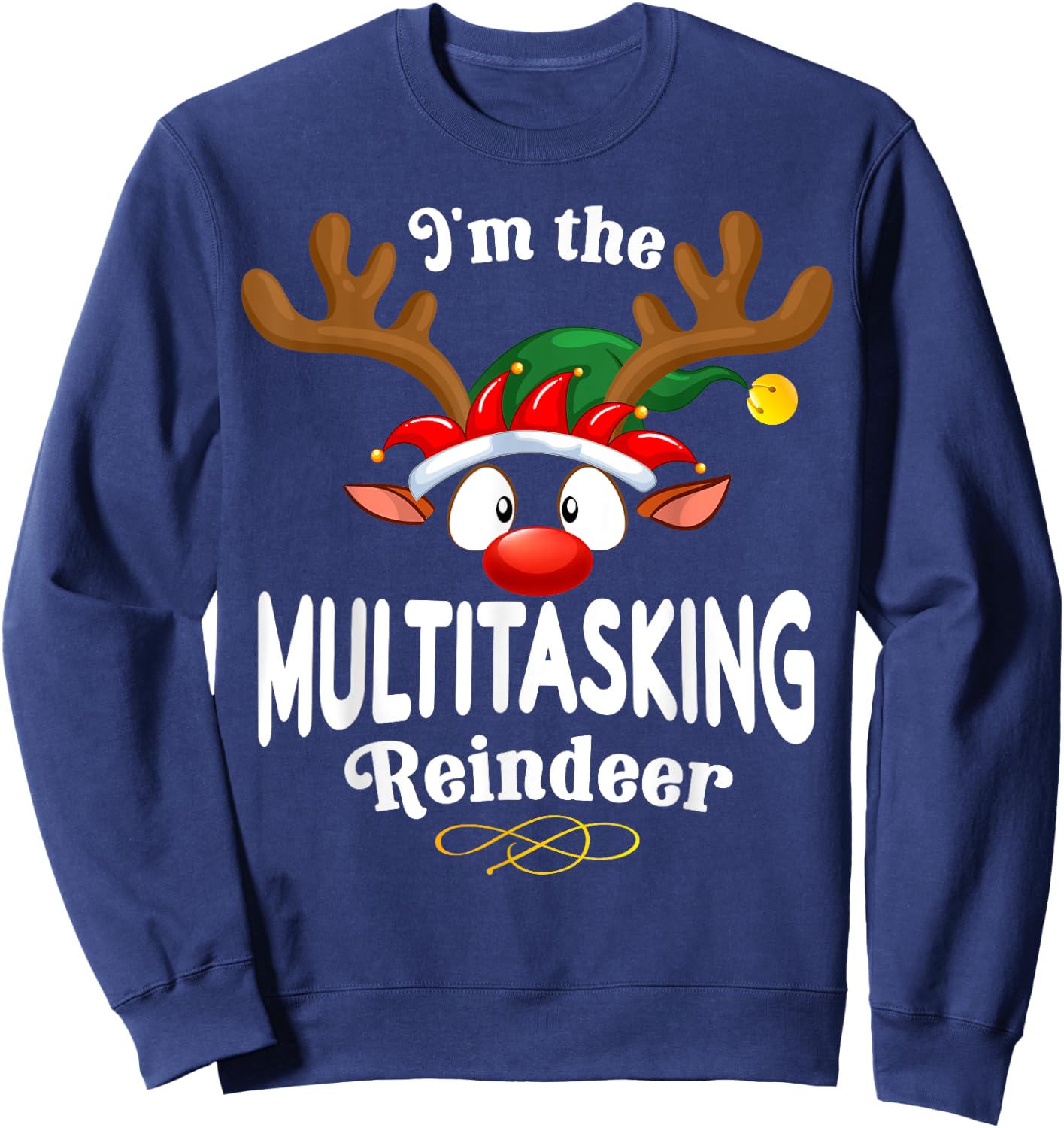 Christmas PJS Multitasking XMas Reindeer Matching Sweatshirt - Sweatshirt | Navy