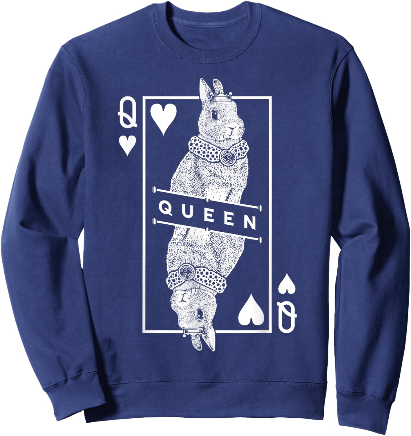 Netherland Dwarf Bunny Rabbit Queen Of Hearts Funny Pet Sweatshirt - Sweatshirt | Navy