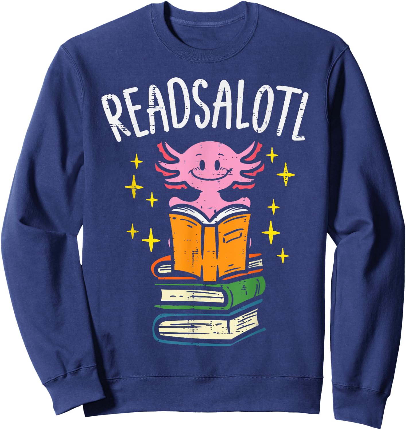 Axolotl Books Readsalotl Reading Bookworm Boys Girls Kids Small Sweatshirt - Sweatshirt | Navy