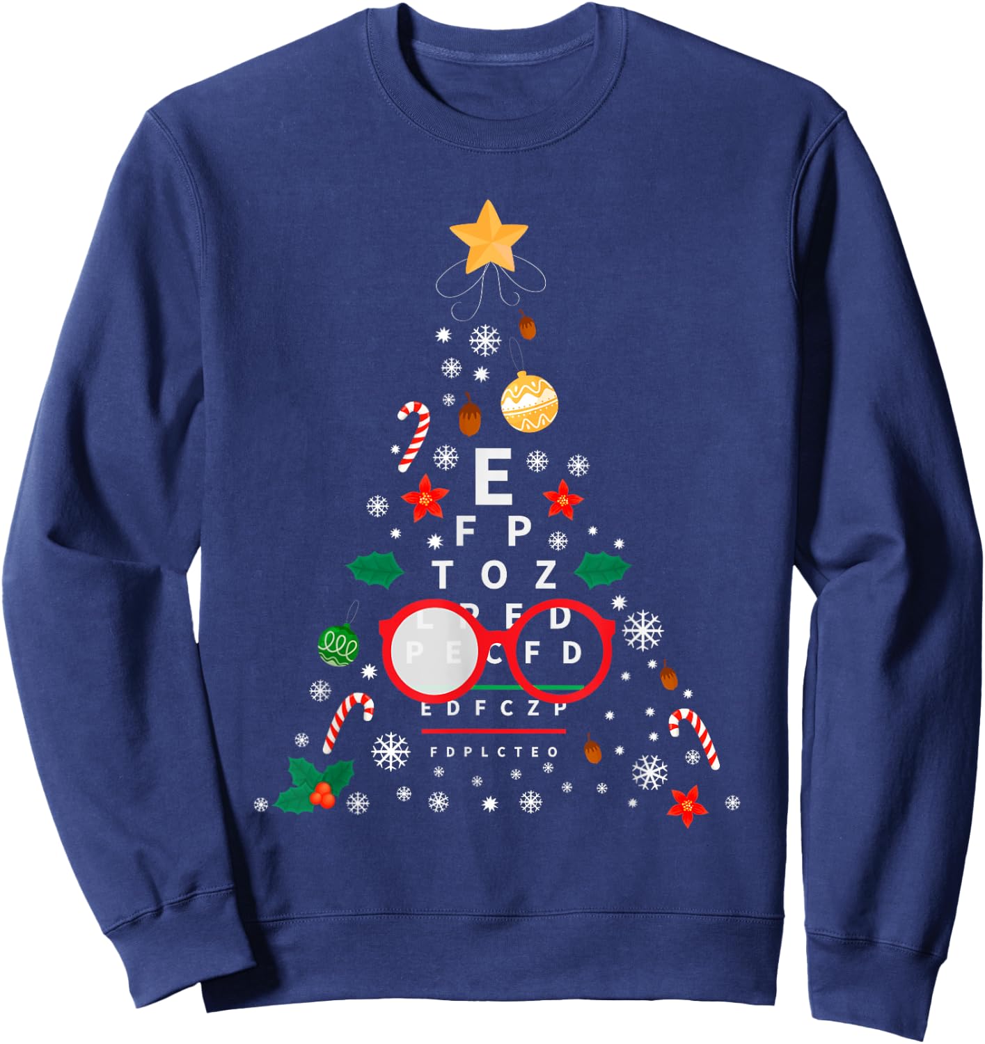 Christmas Tree Optician Optometrist | Merry Xmas New Year Sweatshirt - Sweatshirt | Navy