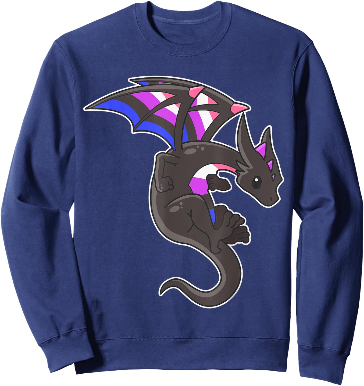 Epic Dragon with Genderfluid Pride Flag Colours Sweatshirt - Sweatshirt | Navy