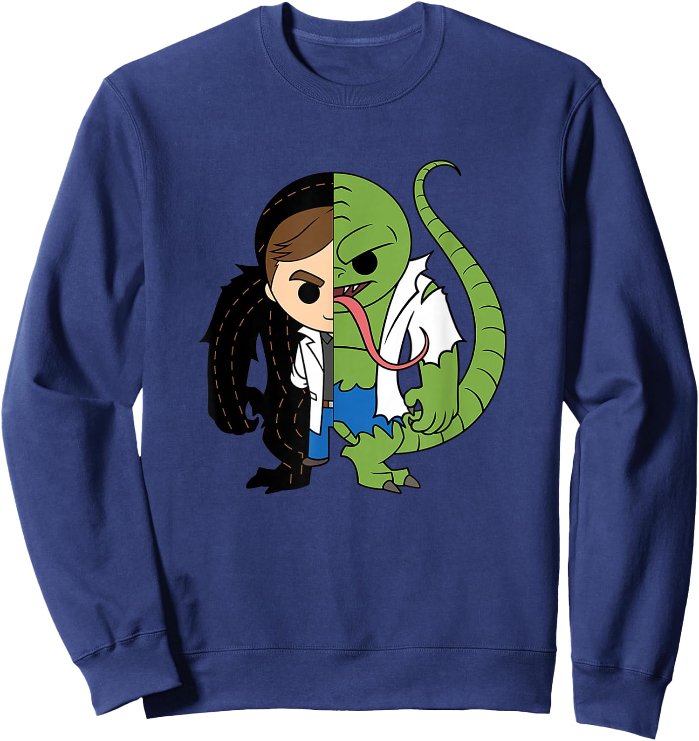 Marvel Comics Retro Classic Lizard Dr. Connors Chibi Style Sweatshirt - Sweatshirt | Navy