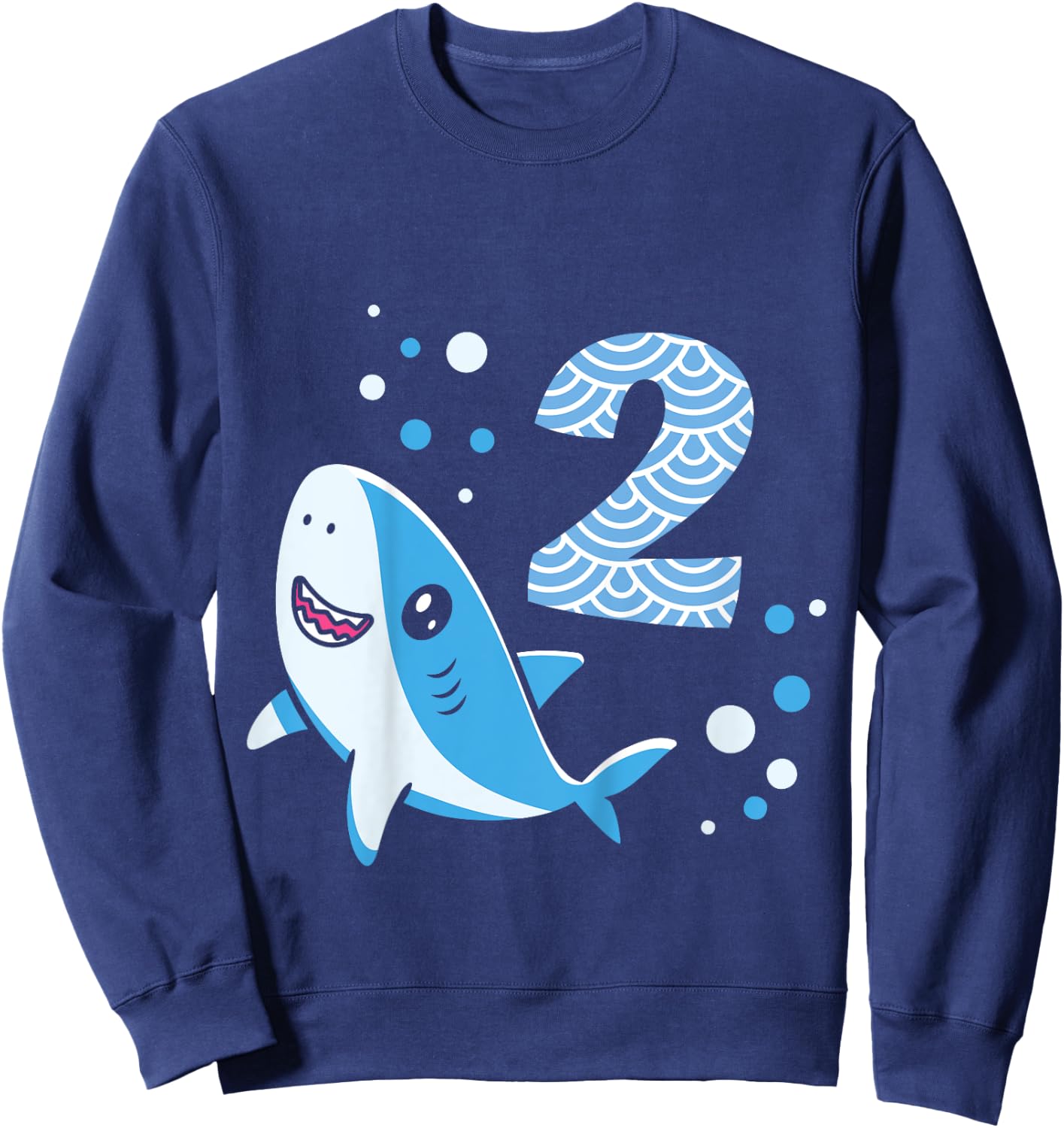 Kids 2nd Birthday Boys Shark 2 years Old Ocean Shark B-day Sweatshirt - Sweatshirt | Navy