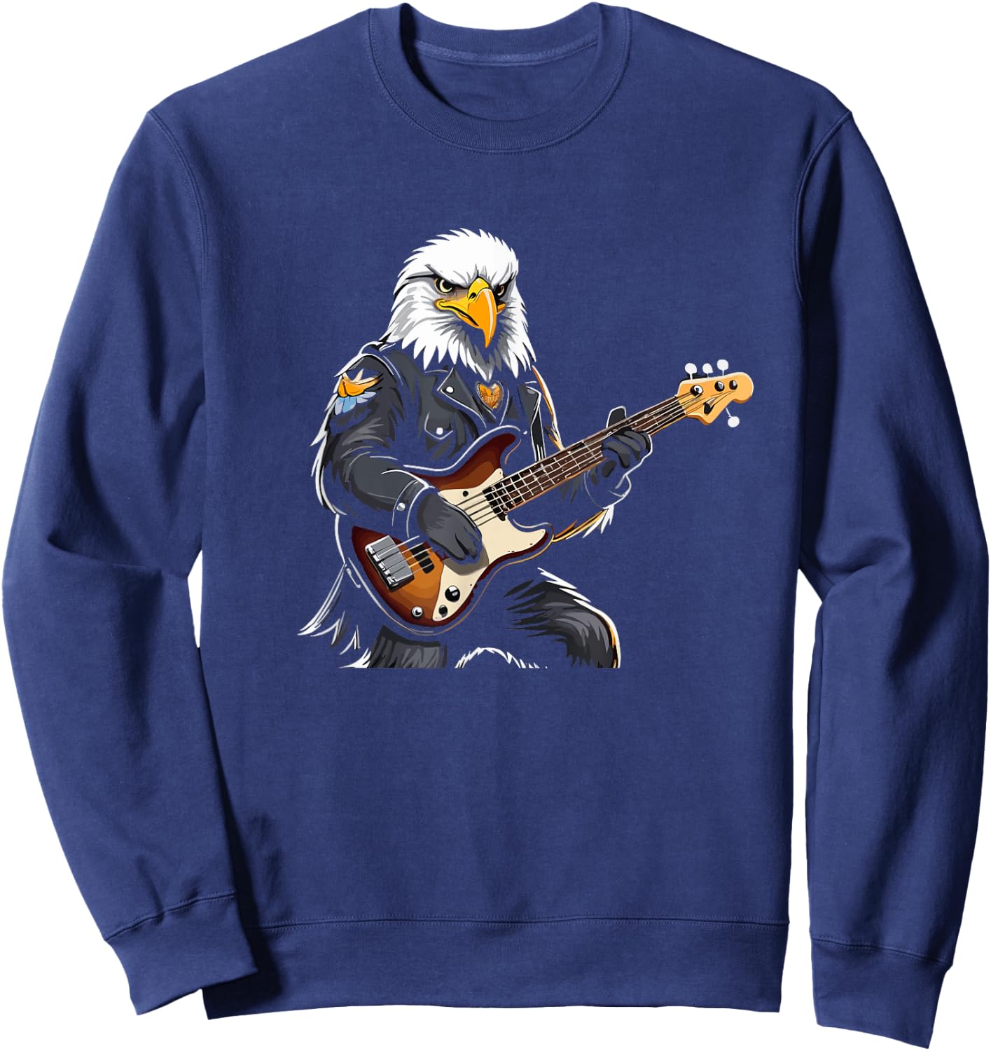 Eagle playing Electric Guitar, Eagle Guitarist Sweatshirt - Sweatshirt | Navy