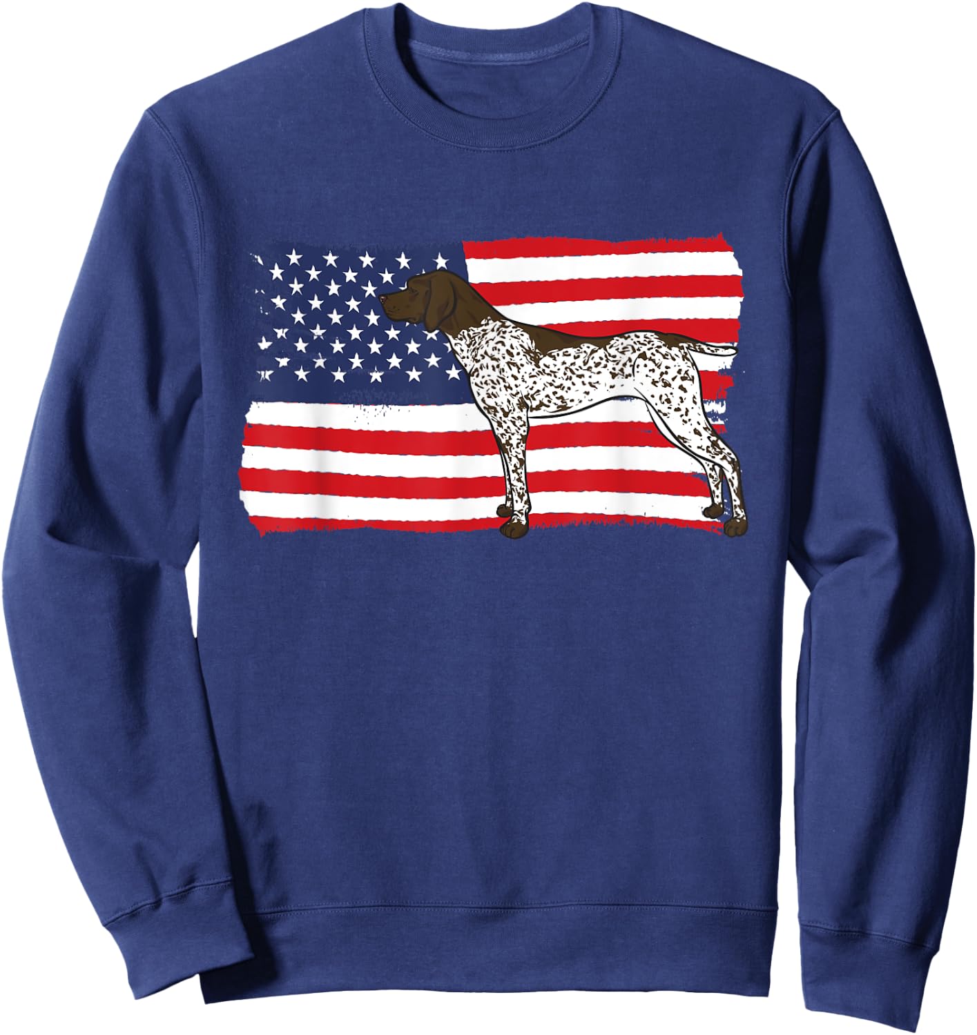German Shorthaired Pointer Patriotic American Flag GSP Dog Sweatshirt - Sweatshirt | Navy