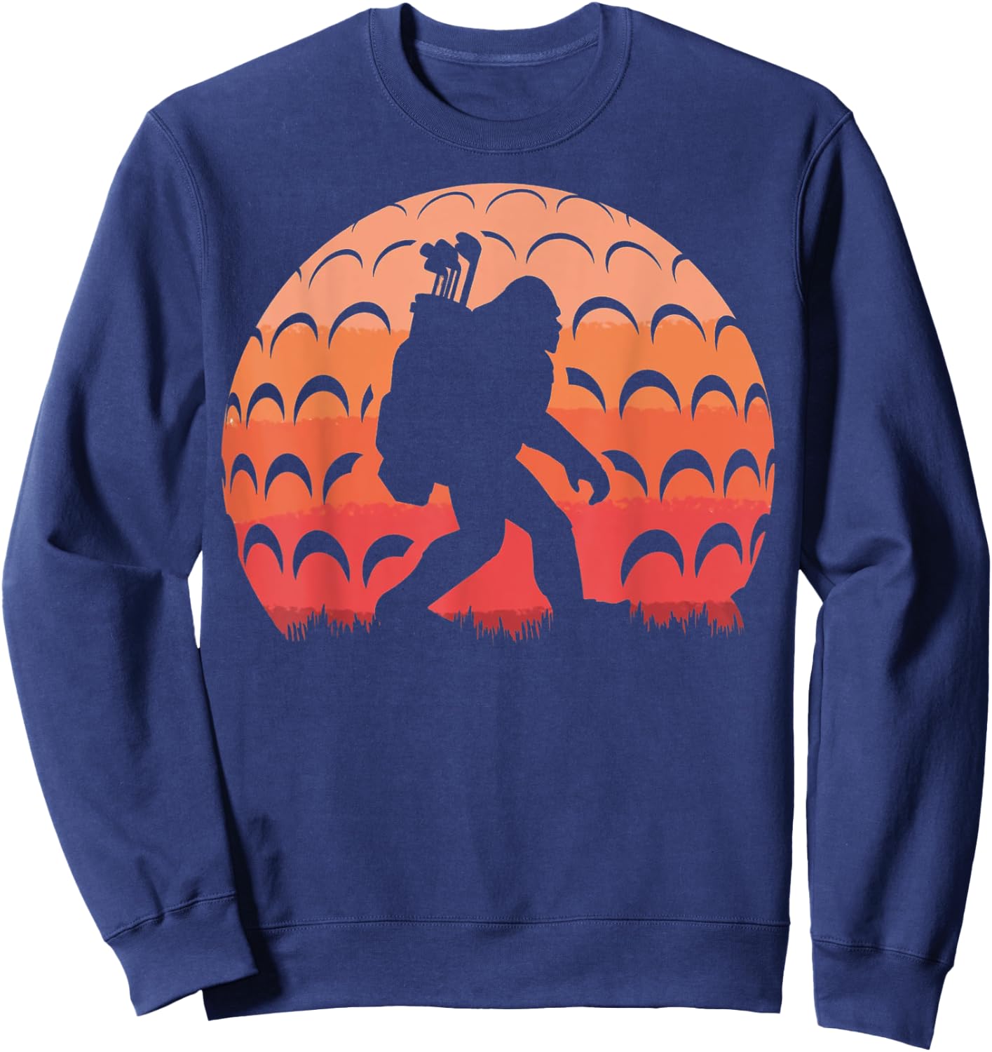 Vintage Retro Bigfoot Golf Golfer Sasquatch Sweatshirt - Sweatshirt | Navy