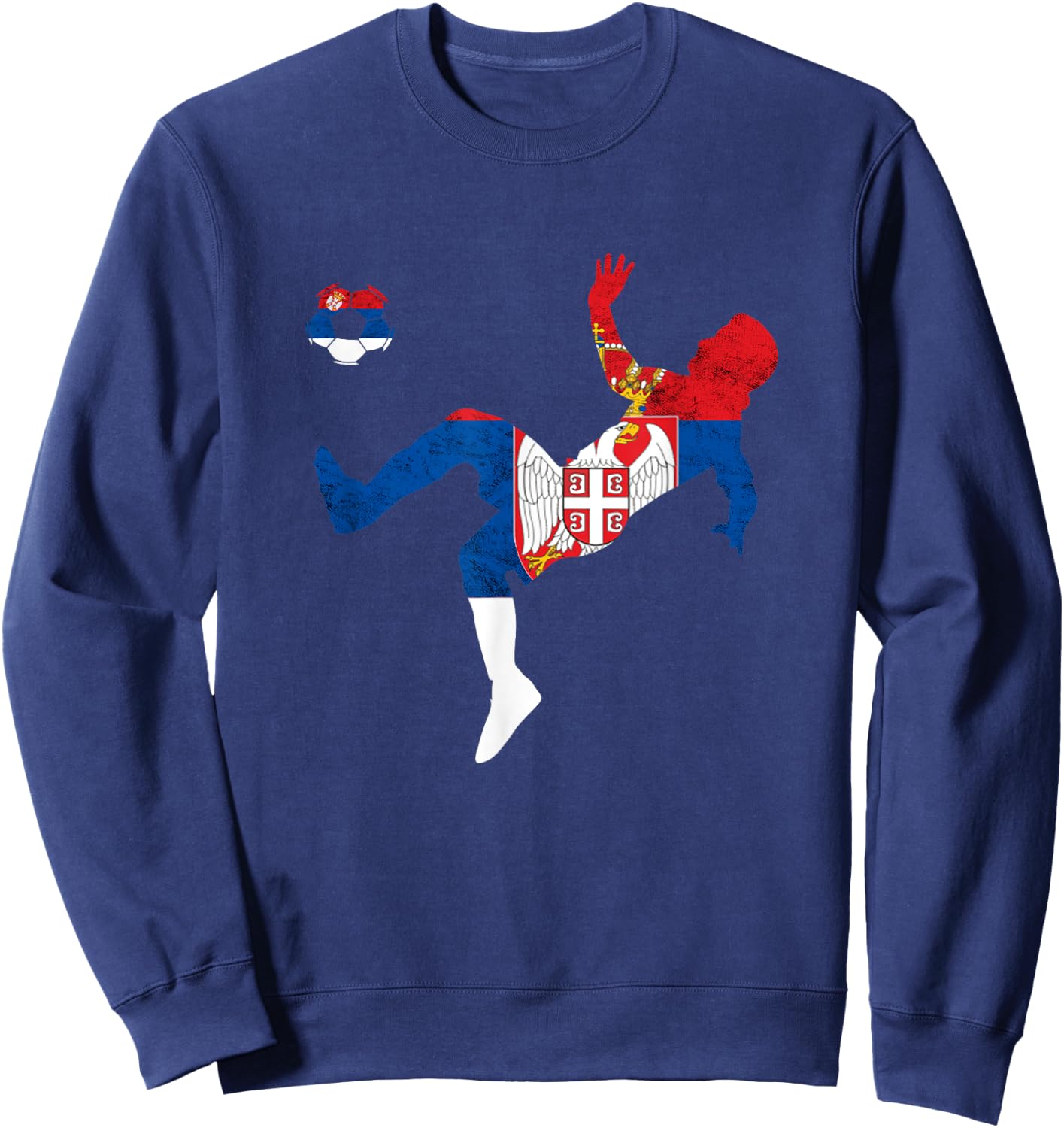 Serbia Flag Emblem Serbian Soccer Player Serbian Pride Sweatshirt - Sweatshirt | Navy