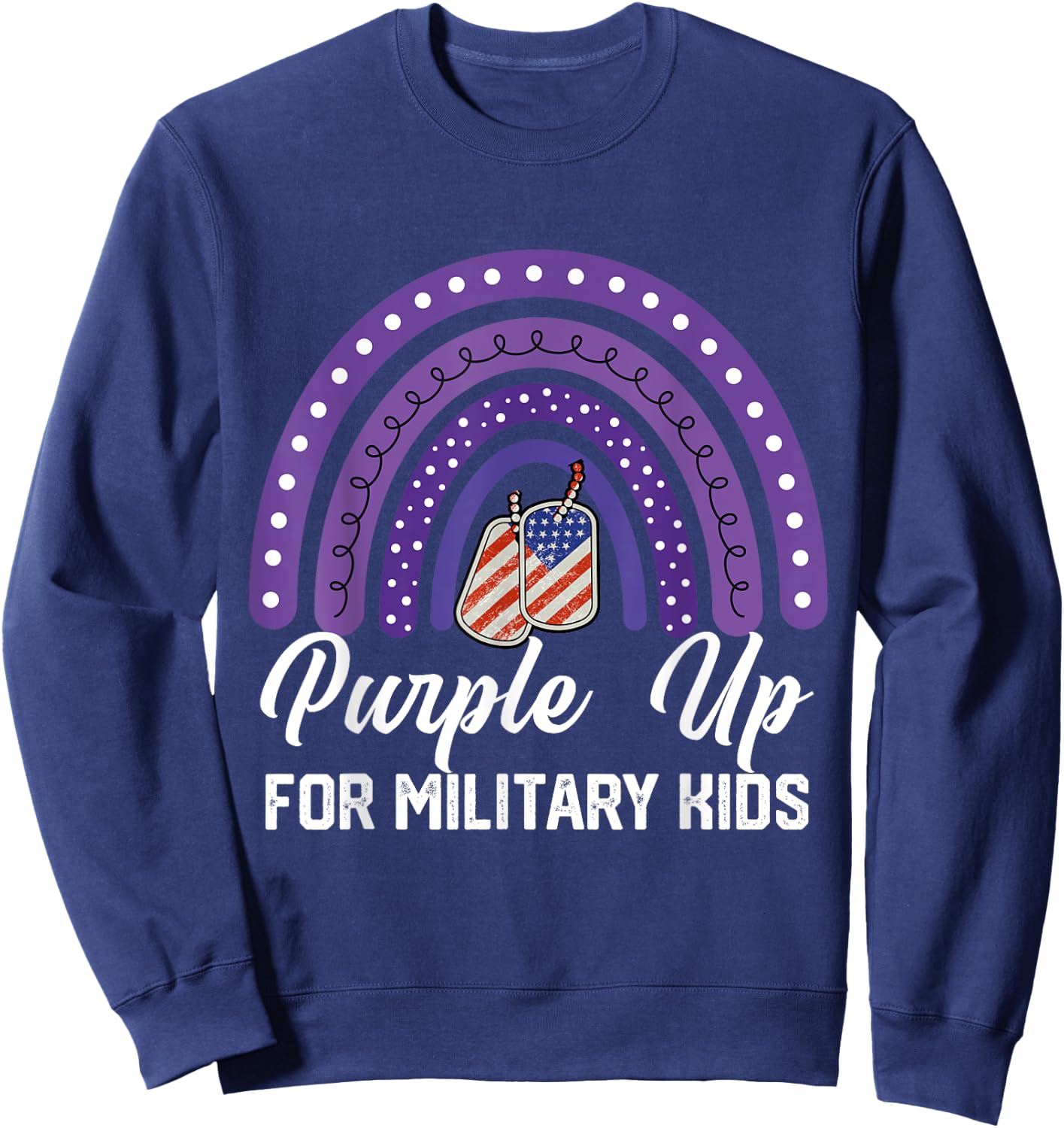 Purple up for Military Kids Rainbow Sweatshirt - Sweatshirt | Navy
