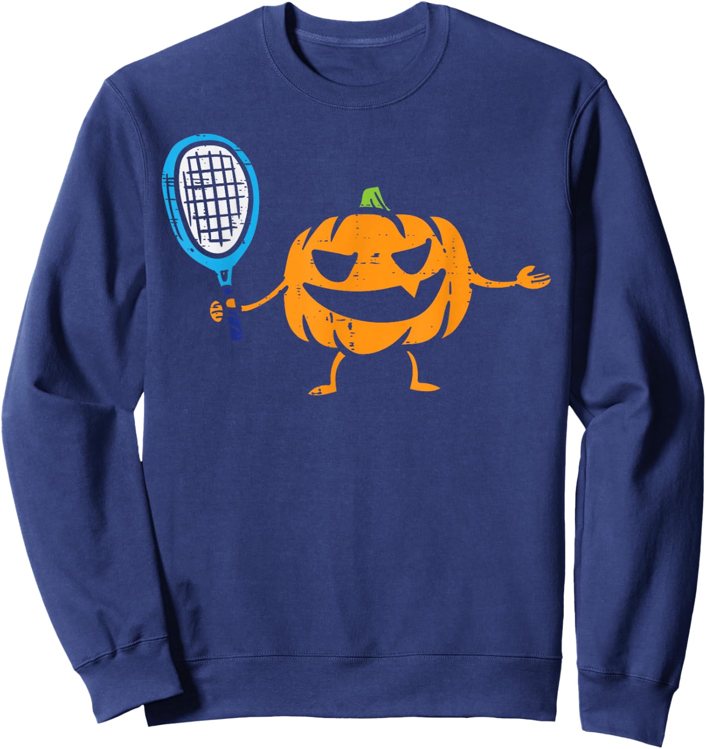 Pumpkin Playing Tennis Jackolantern Halloween Costume Sports Sweatshirt - Sweatshirt | Navy