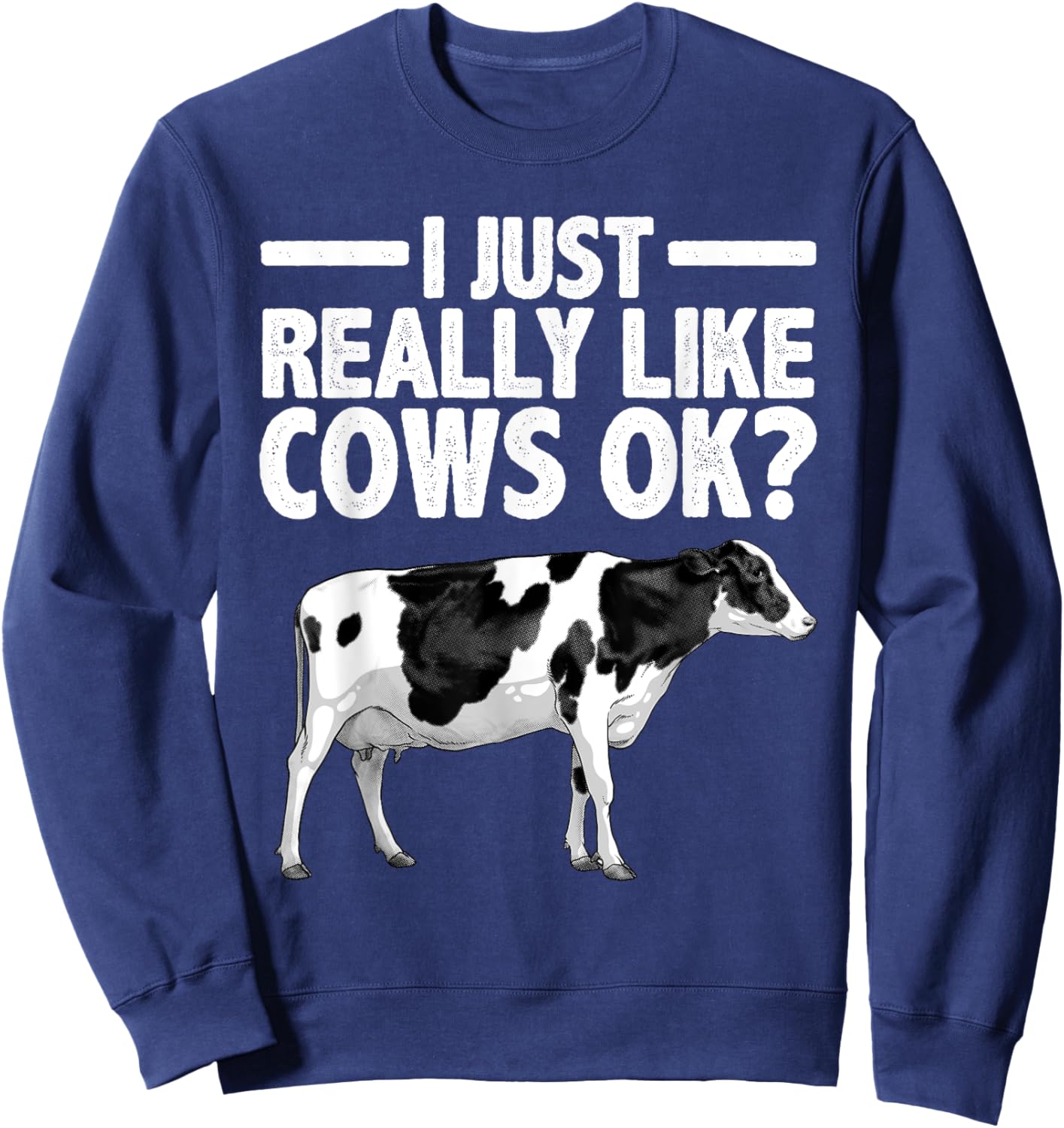 Funny Cow Art Women Cattle Farming Dairy Cow Lover Sweatshirt - Sweatshirt | Navy